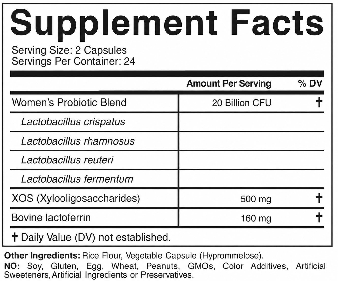 prof.care Women’s Probiotic for Vaginal Microbiome Support, Lactobacillus Blend with Lactoferrin + XOS Prebiotic, Capsules, 48 Count