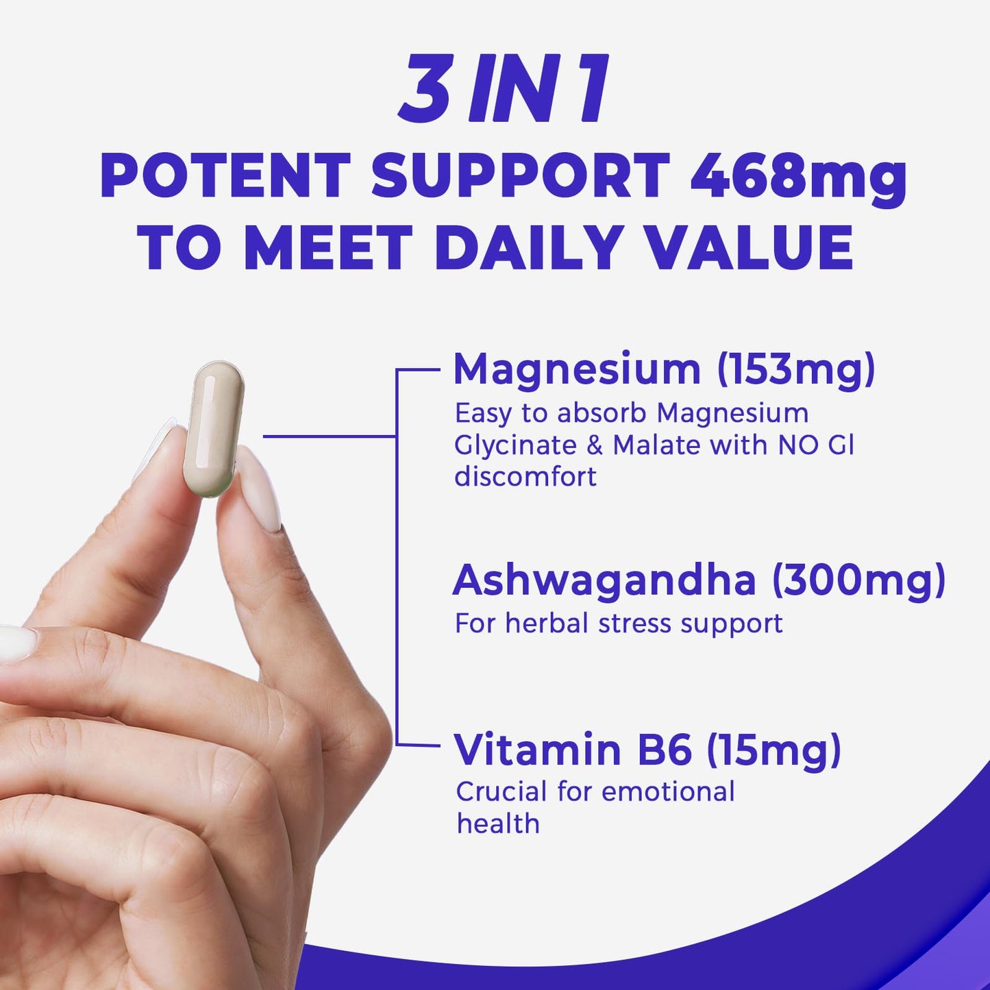 Divinity Nutra Magnesium Ashwagandha Supplement, 120 Capsules