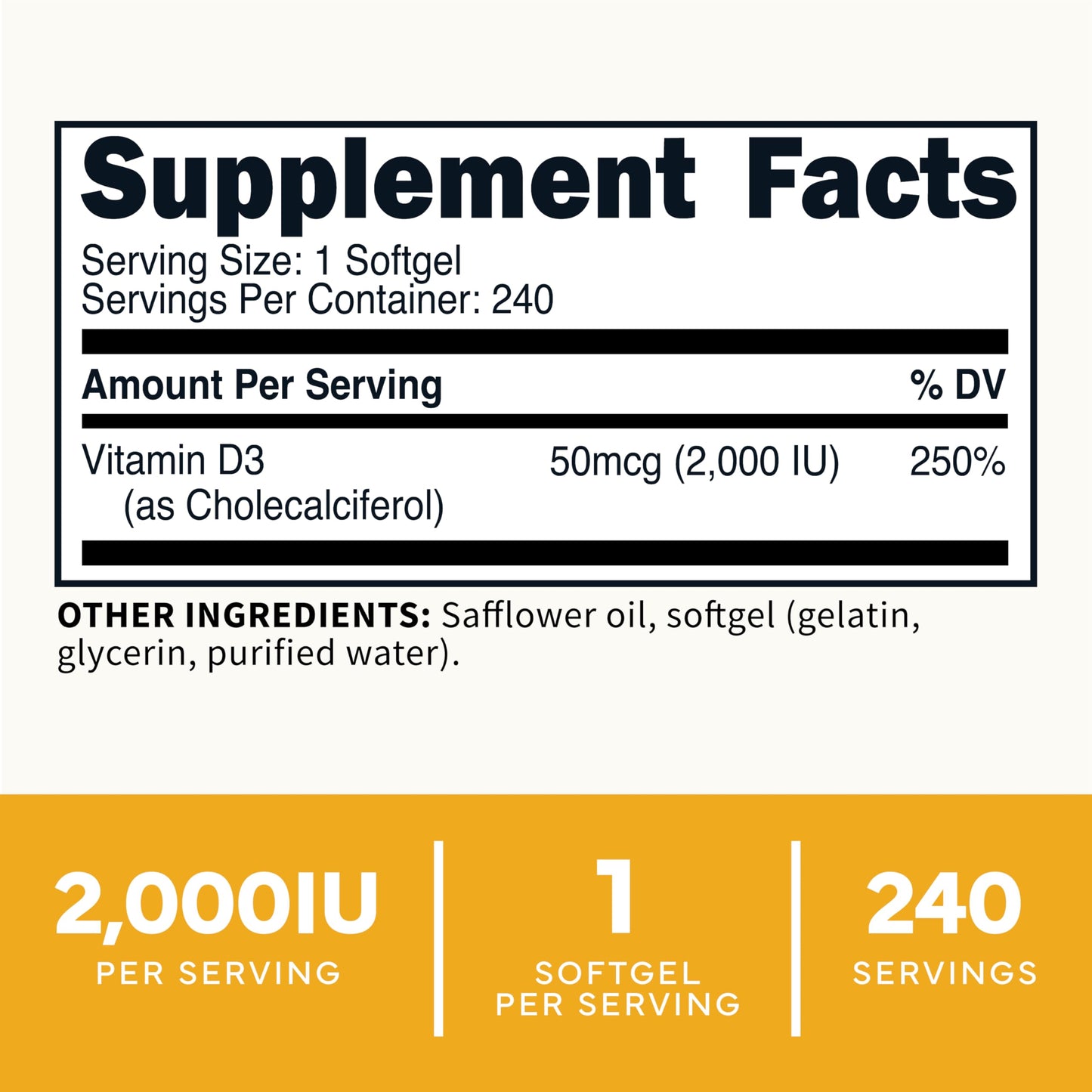Type Zero Vitamin D3 2000 IU Softgels, 240 Count
