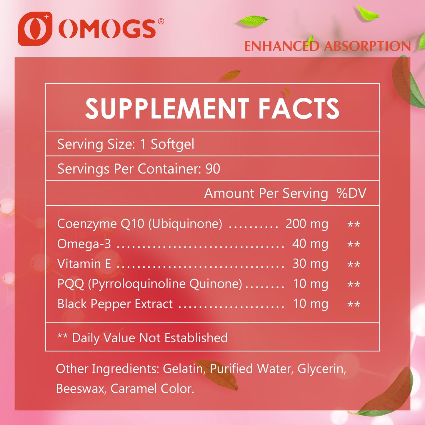 OMOGS CoQ10 200mg Softgels, 90 Count