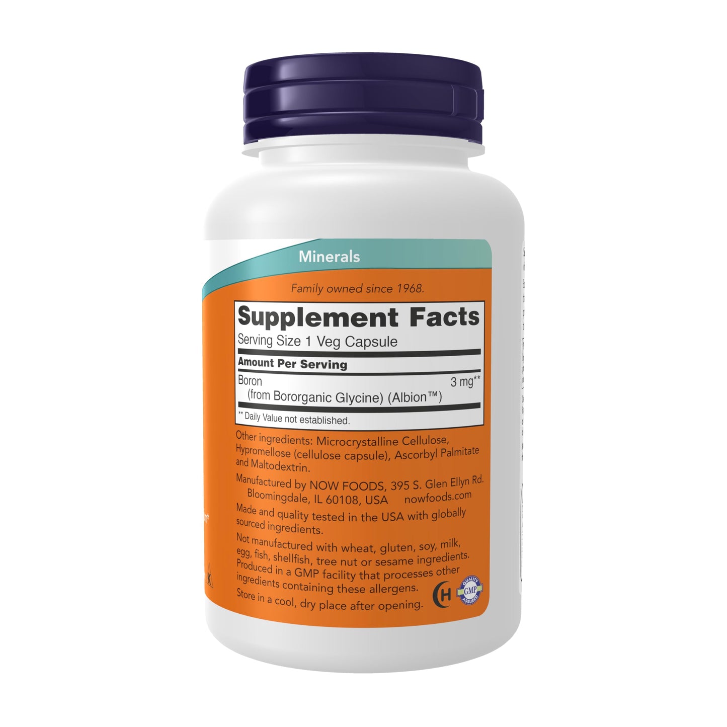 NOW Foods Boron 3 mg (Bororganic Glycine) Structural Support Capsules, 250 Count