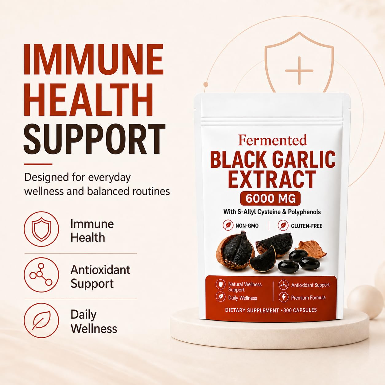 Resilia Aged Garlic LANURAL Fermented Black Garlic Extract Capsules, 120 Capsules
