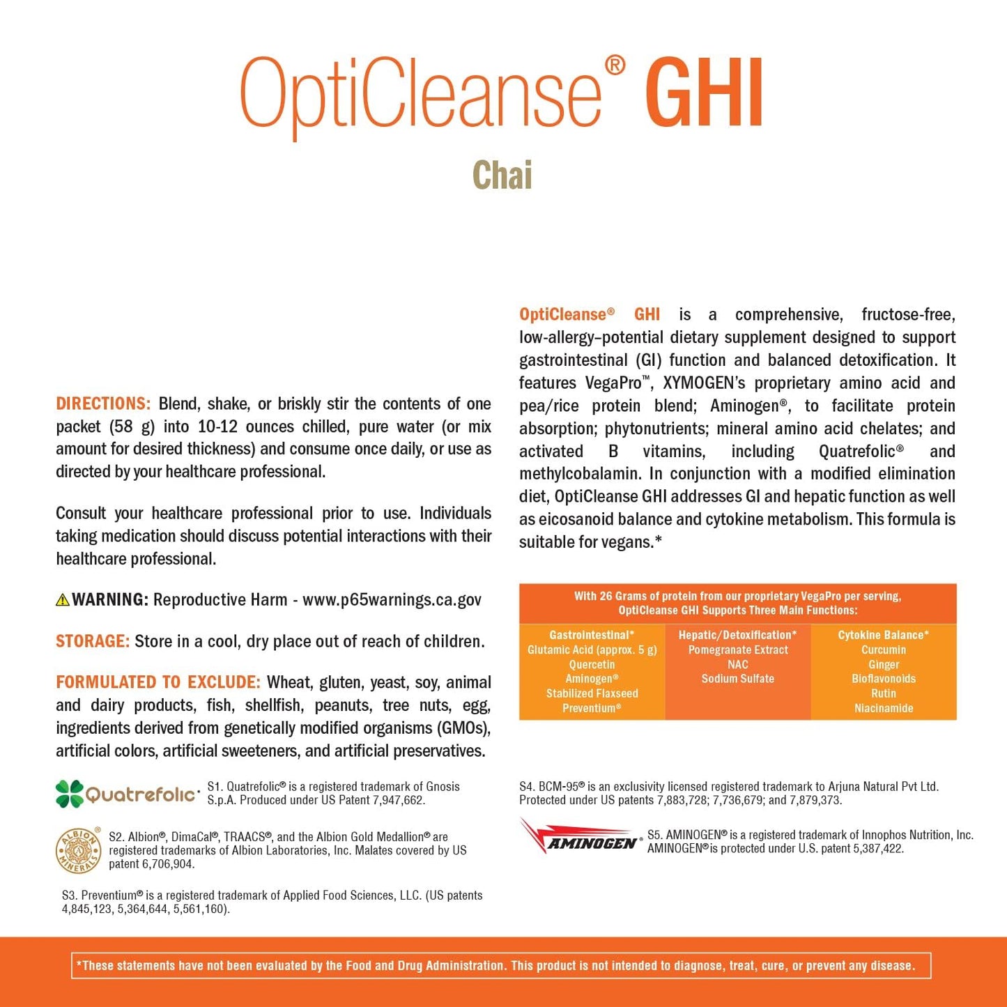 XYMOGEN OptiCleanse GHI Protein Powder, 20.46 oz