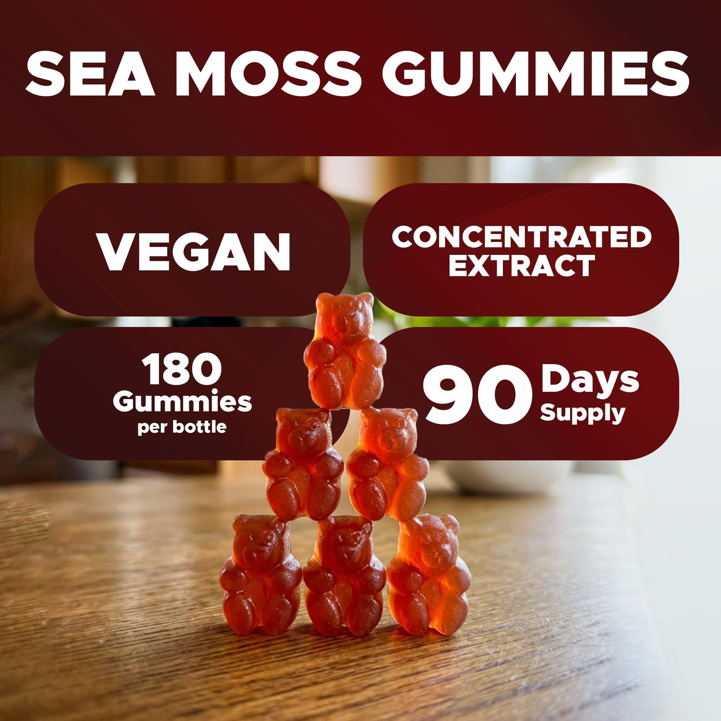 Vitabod Irish Sea Moss & Bladderwrack with Burdock Root – Botanical Extract Supplement – Vegan, Non-GMO, Plant-Based, 180 Gummies