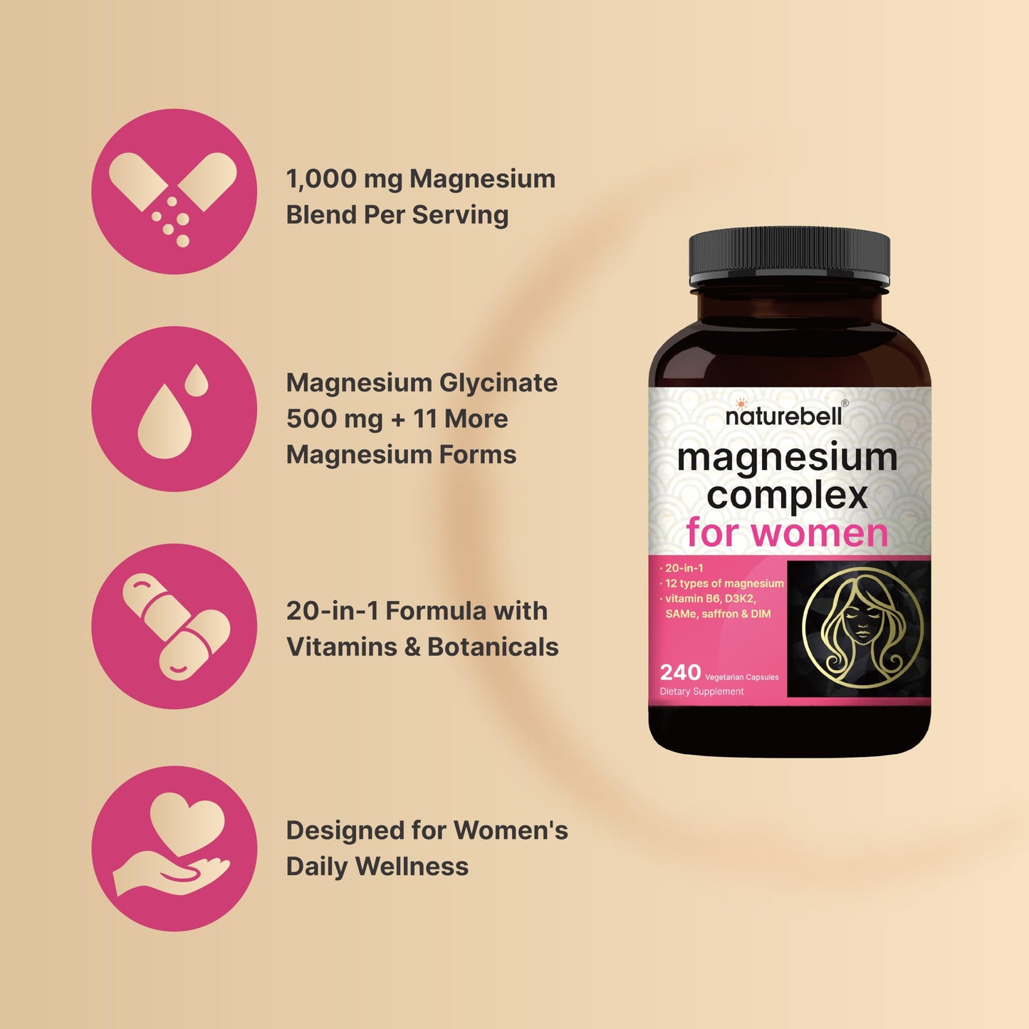 NatureBell Magnesium Complex for Women 240 Capsules