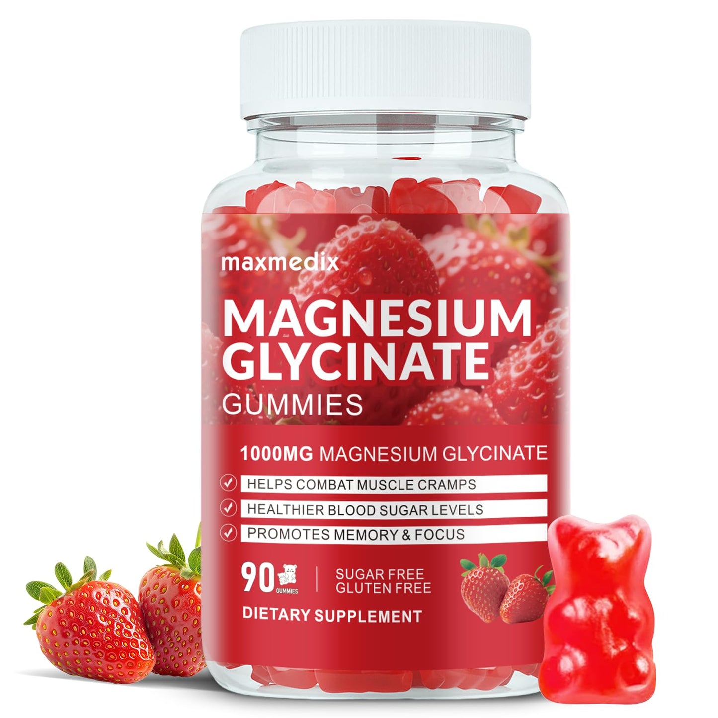 maxmedix Magnesium Glycinate Gummies 1000mg, 90 Gummies