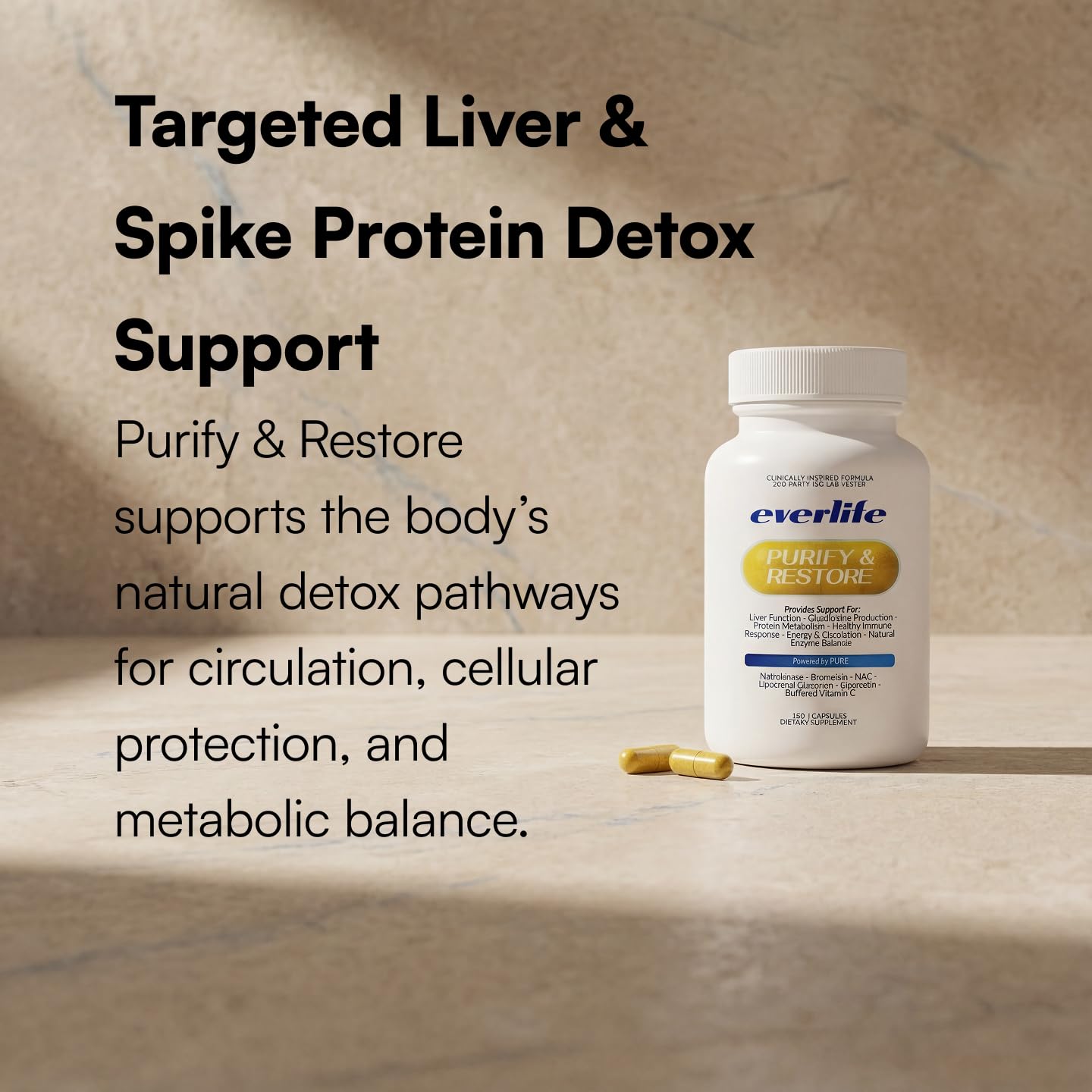 Everlife Spike Protein & Liver Detox Support Supplement Liposomal Curcumin with NAC, Quercetin, Bromelain & Buffered Vitamin C – Circulation, Antioxidant & Immune Support Blend, 150 Capsules