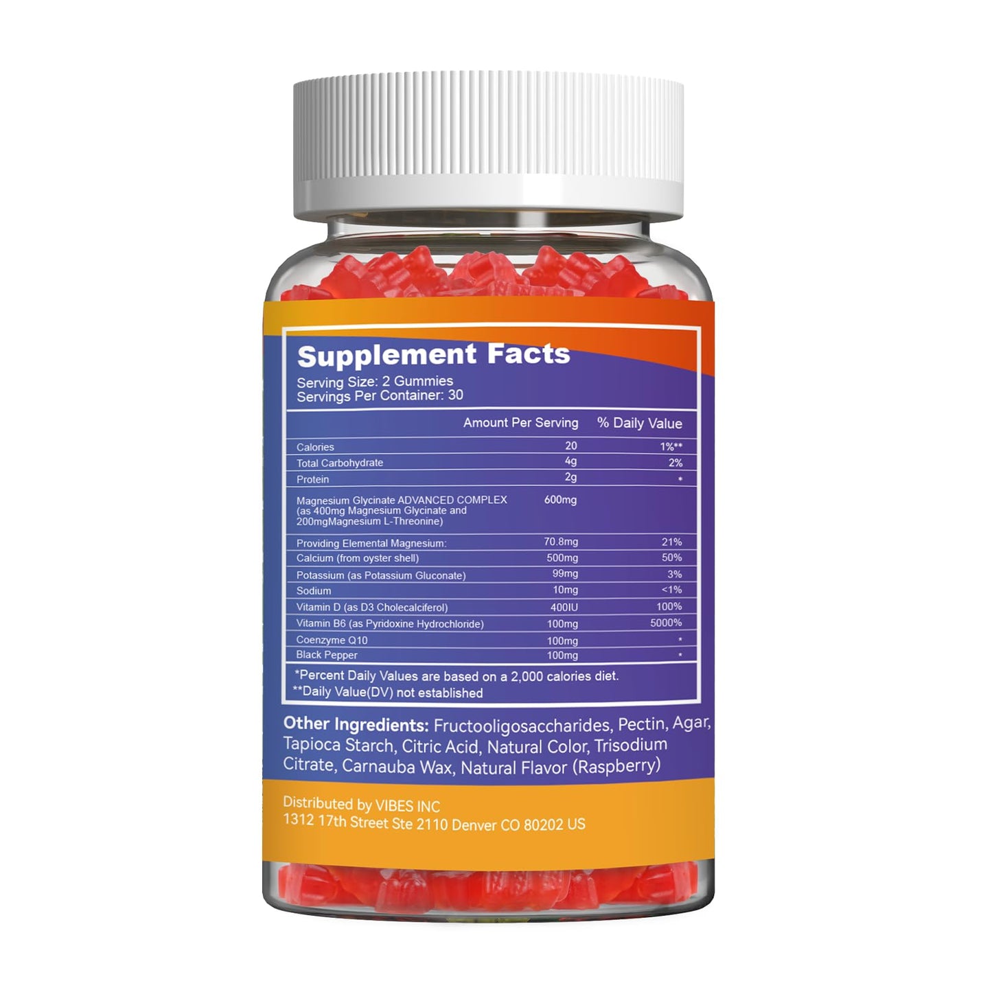 Agumoon Magnesium Glycinate Gummies 400mg with L-Threonate 200mg, 120 Gummies