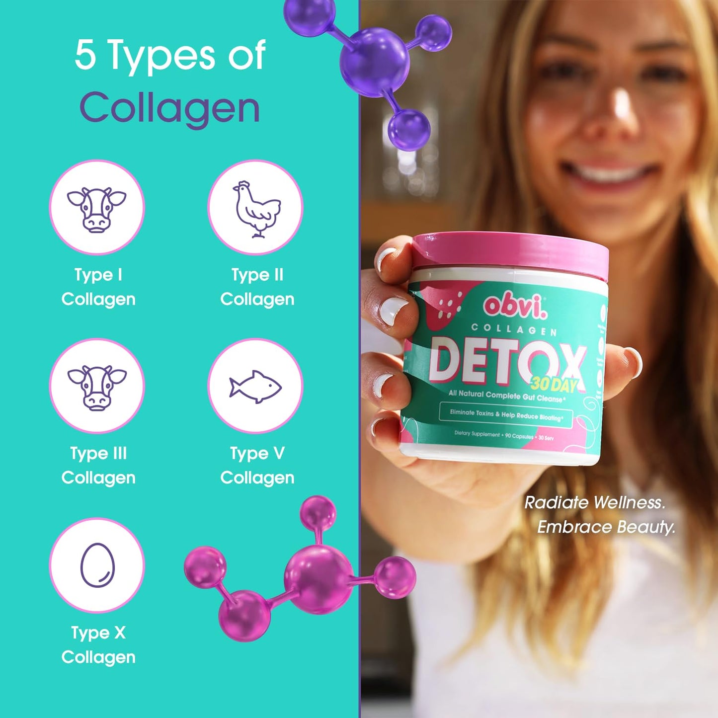 Obvi Detox Colon Cleanse Supplement Capsules, 90 Capsules