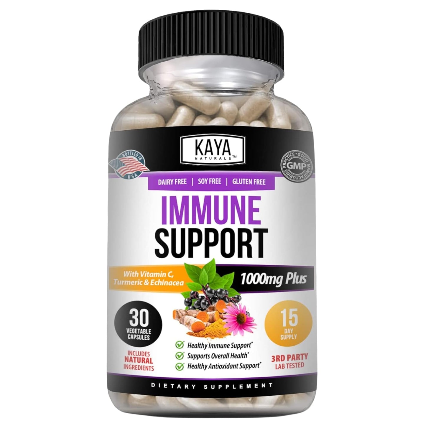 Kaya Naturals Elderberry Immune Support Sambucus Capsules 30 Count
