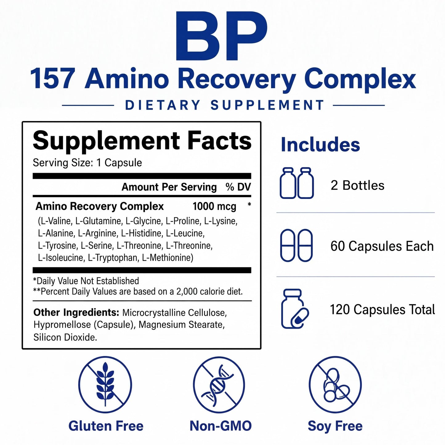 KINDAUS BP Advanced 157 Recovery Complex, Amino Recovery Blend, 240 Capsules
