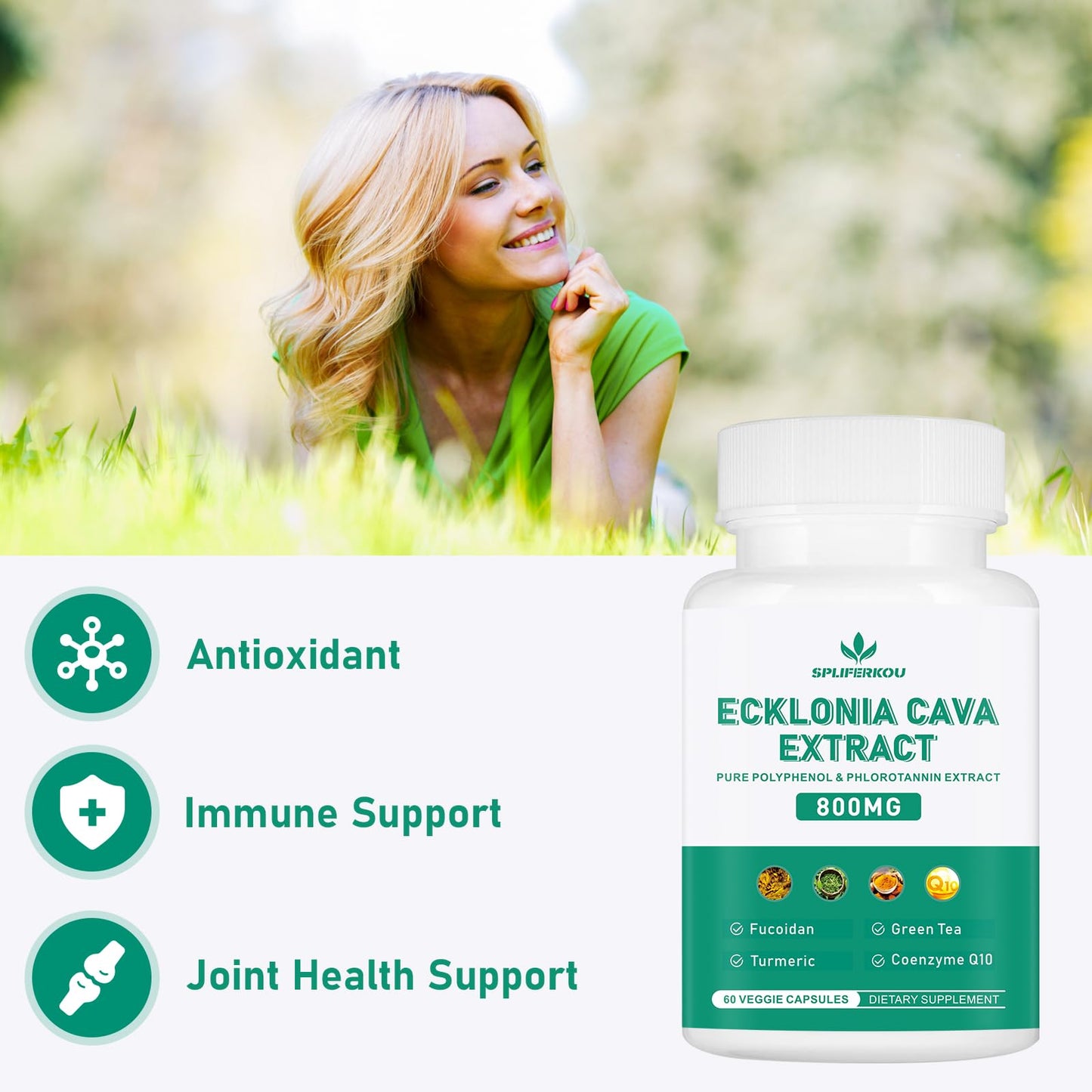 Spliferkou Ecklonia Cava Extract 800mg Veggie Capsules, 60 Count