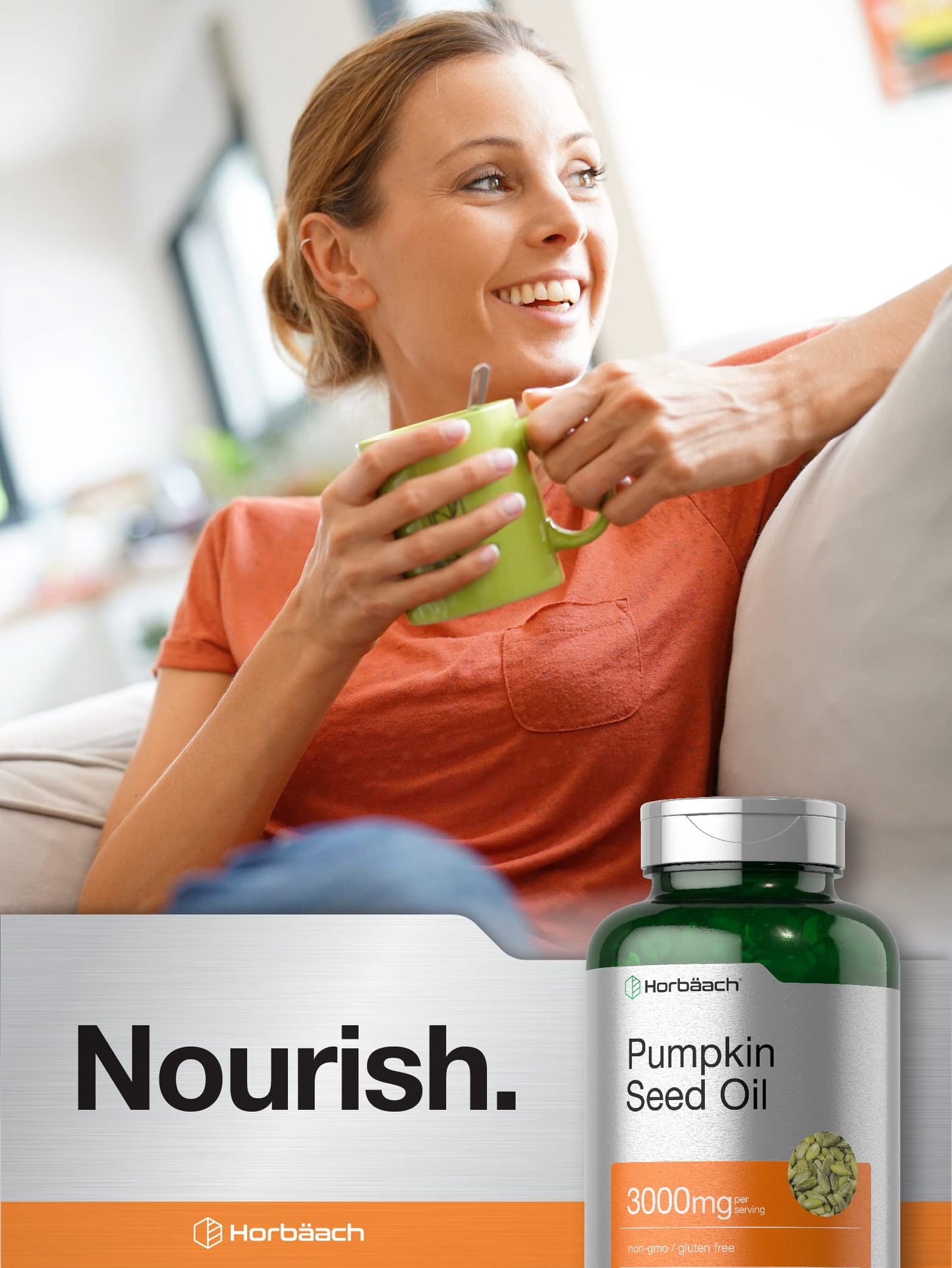 Horbäach Pumpkin Seed Oil 3000mg Softgel Capsules 120 Count
