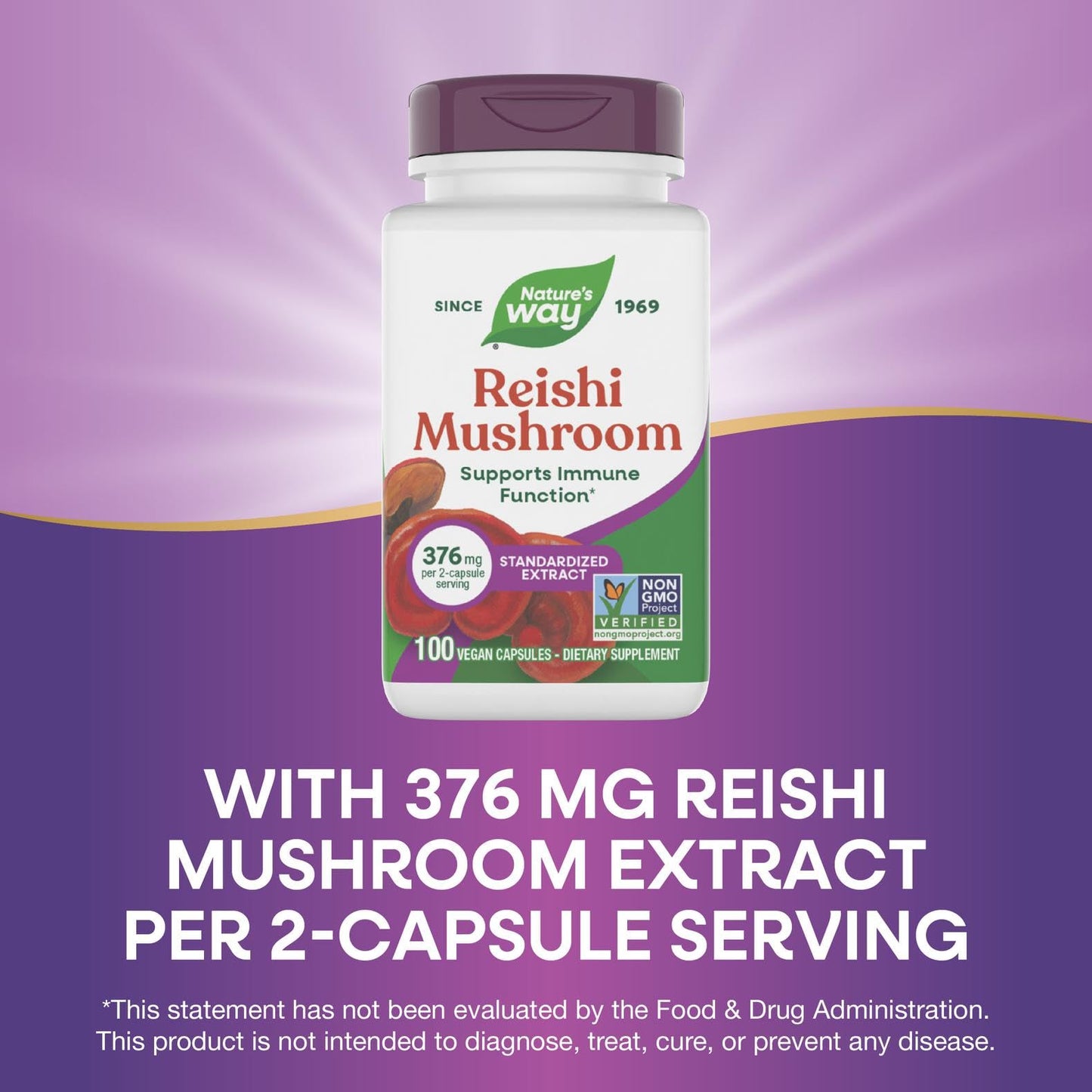 Nature's Way Reishi Mushroom Standardized Extract Capsule 100 Count