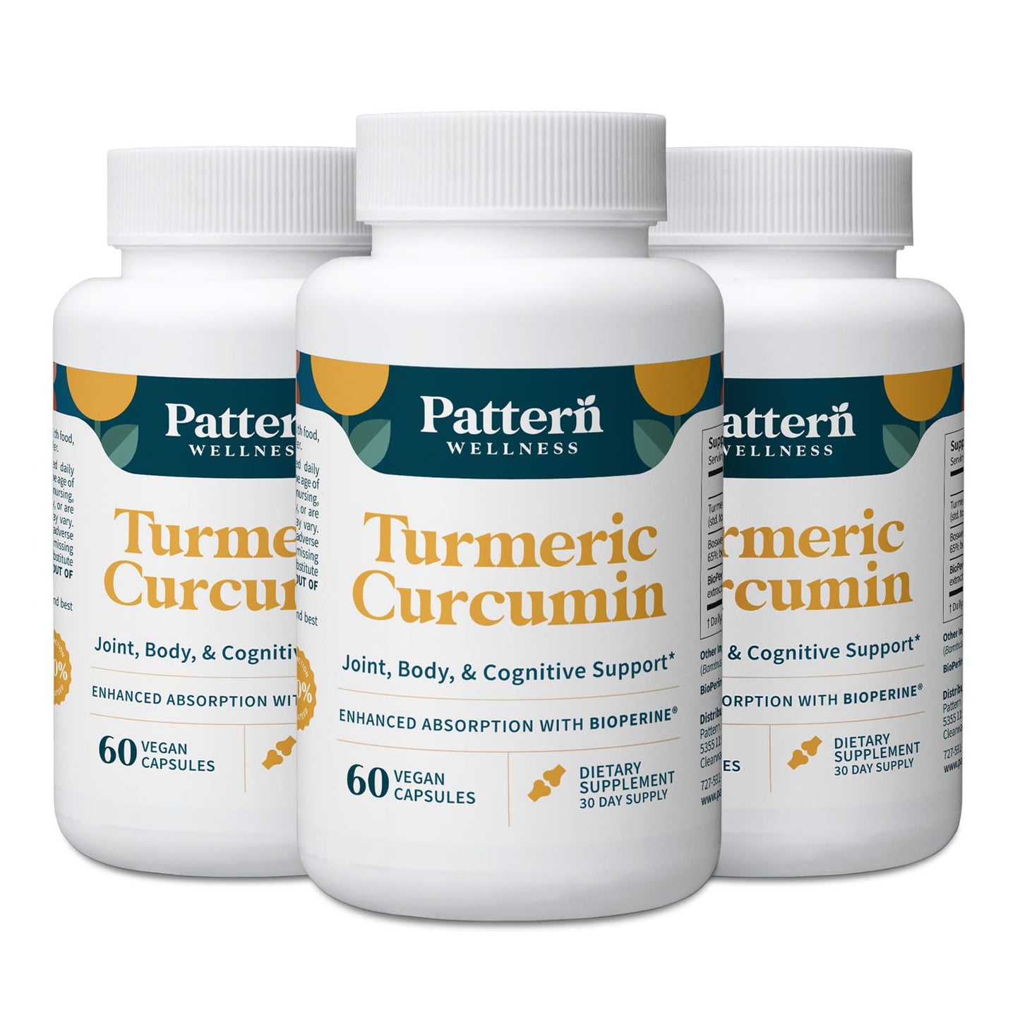 Pattern Wellness Turmeric Curcumin Supplement 180 Capsules
