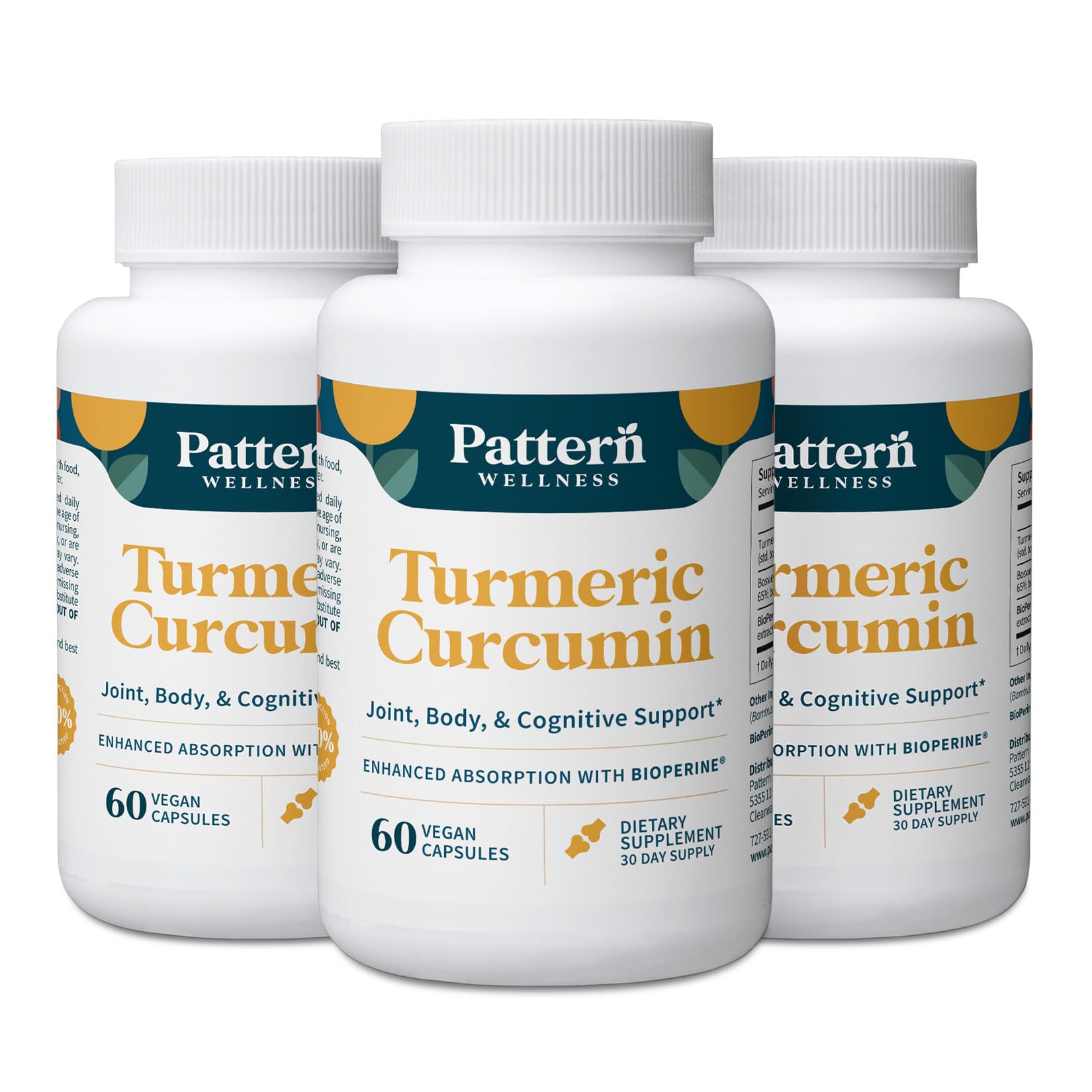Pattern Wellness Turmeric Curcumin Supplement 180 Capsules