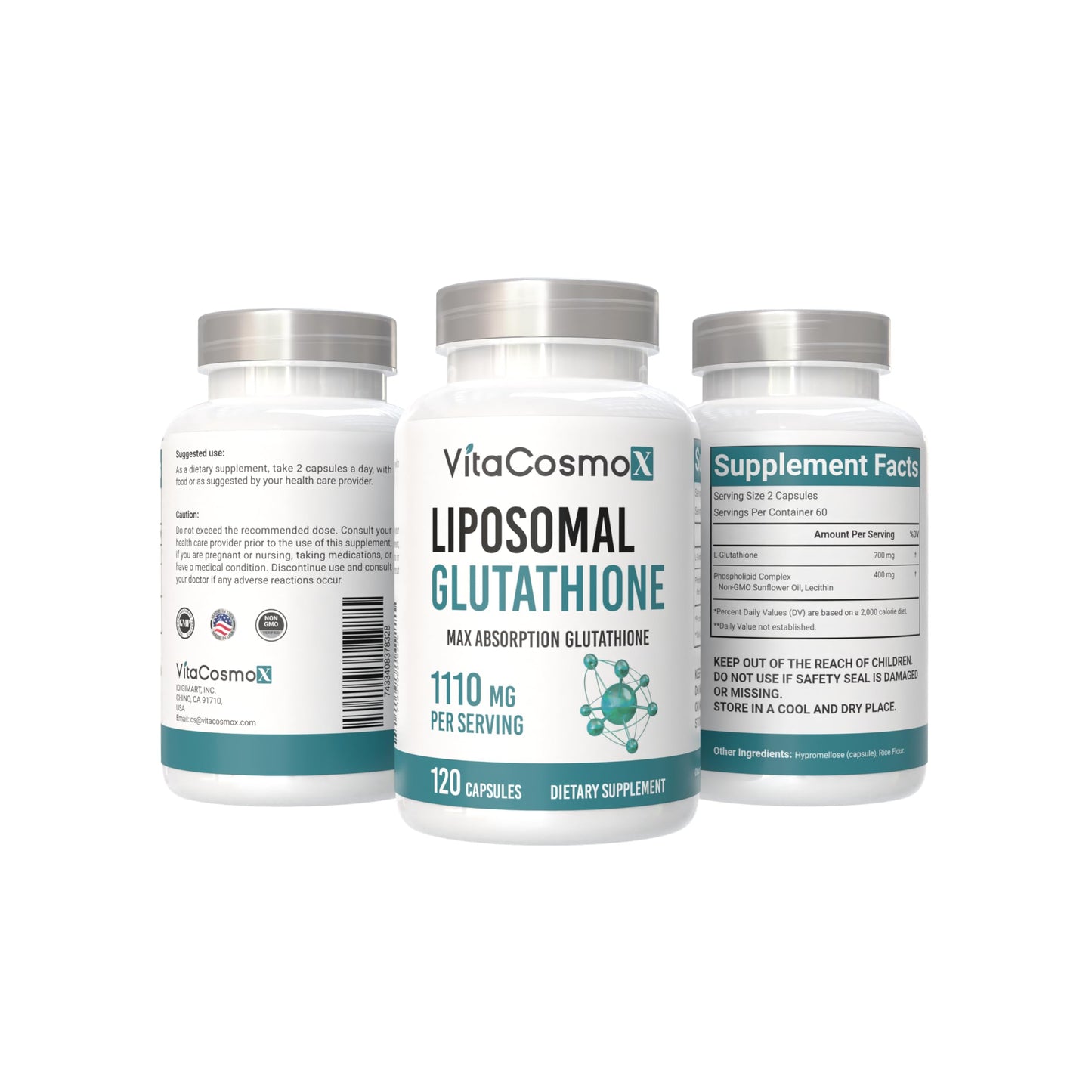 VitaCosmoX Liposomal Glutathione Capsule, 120 Count