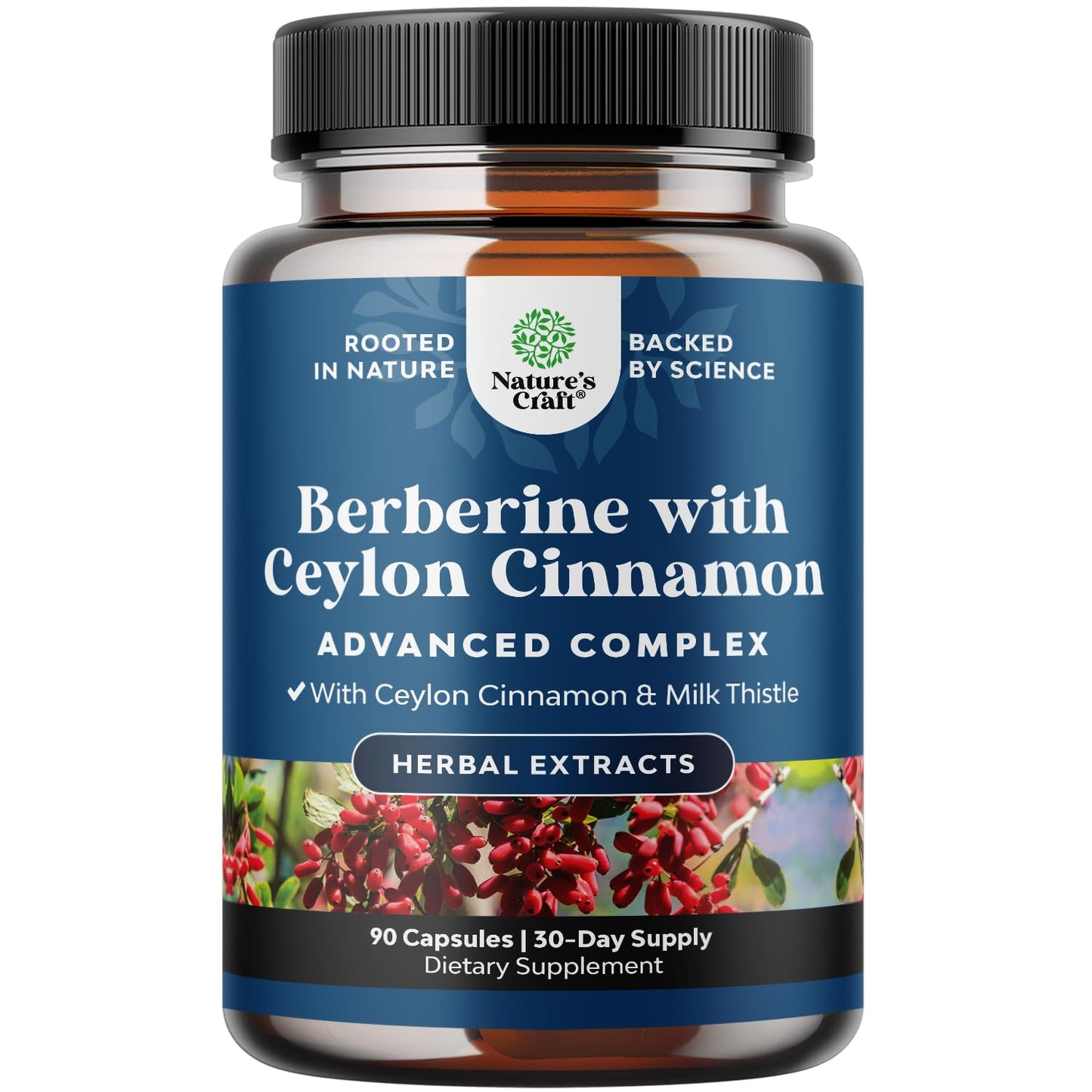 Natures Craft Berberine Plus 1200mg Per Serving Complex Capsule 90 Count