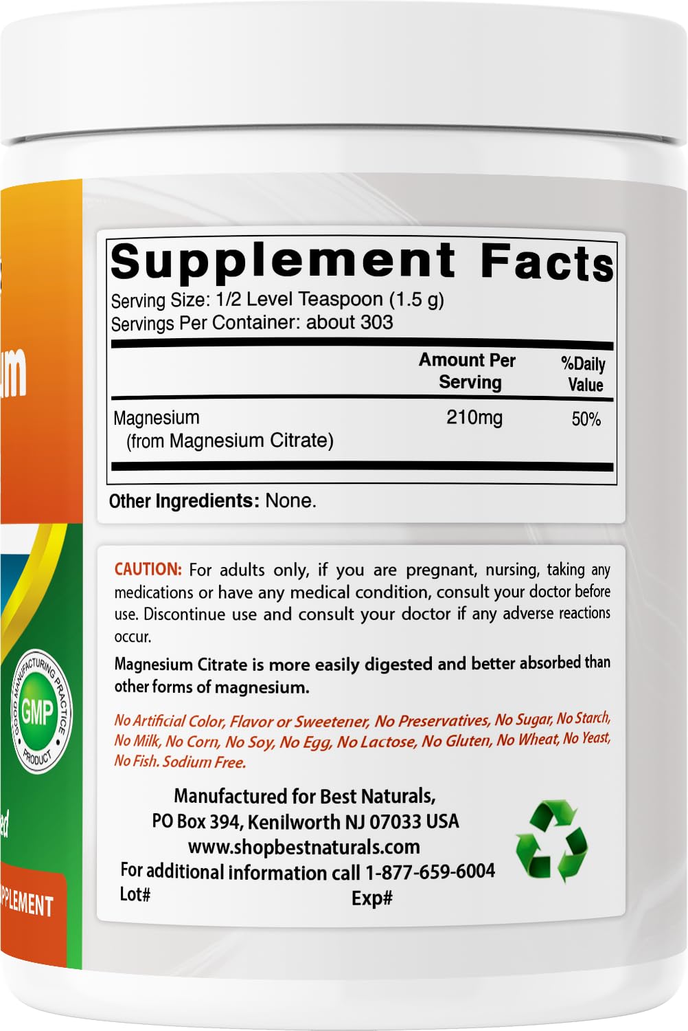 Best Naturals Magnesium Citrate Powder, 16 Ounce