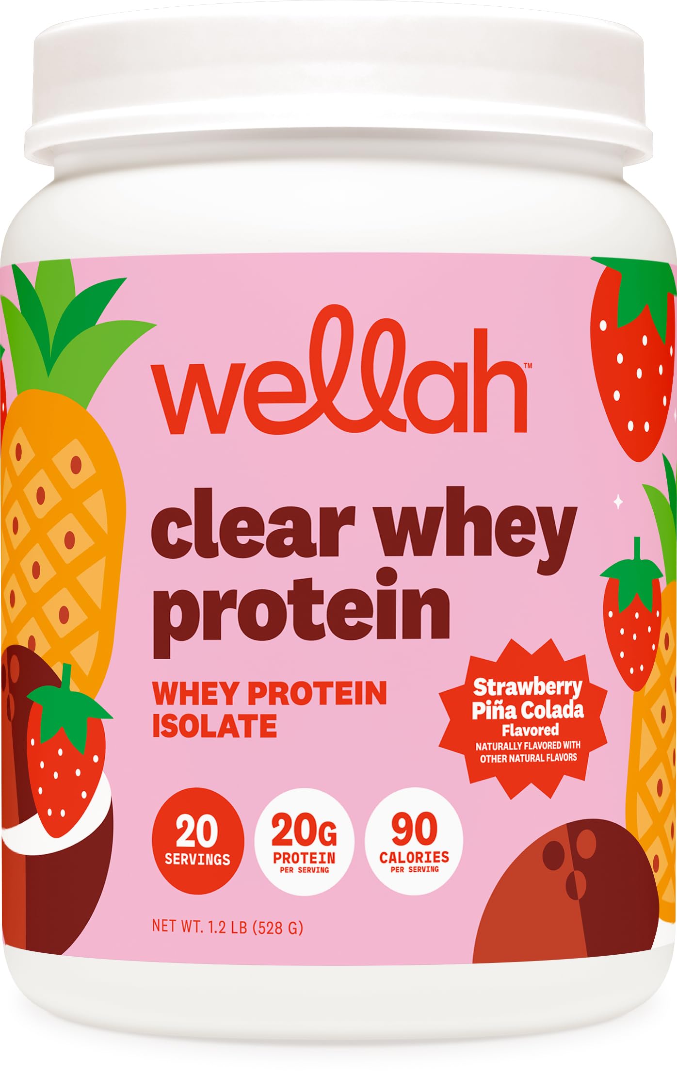 Wellah Clear Whey Protein Isolate Powder (Strawberry Pina Colada) 19.2 Servings