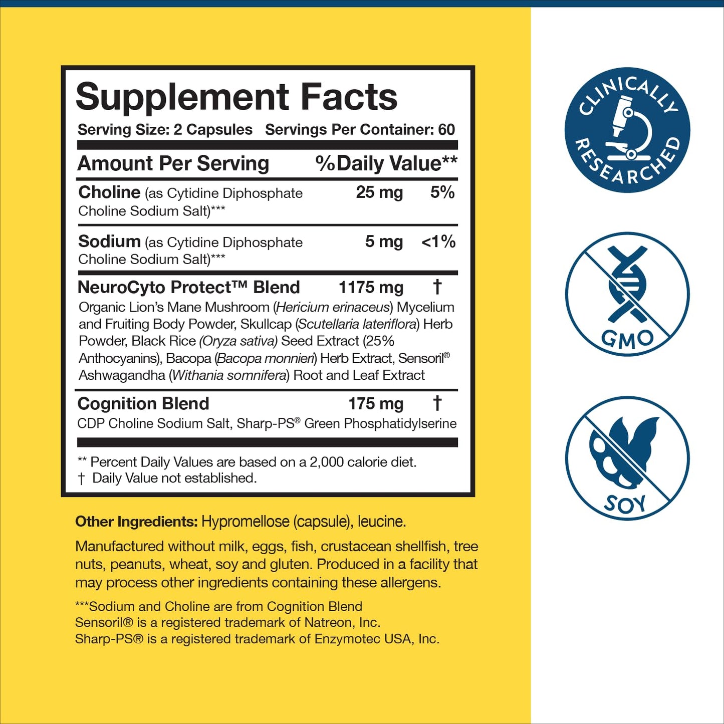 Researched Nutritionals BDNF Essentials Brain Supplement Capsule, 120 Capsules