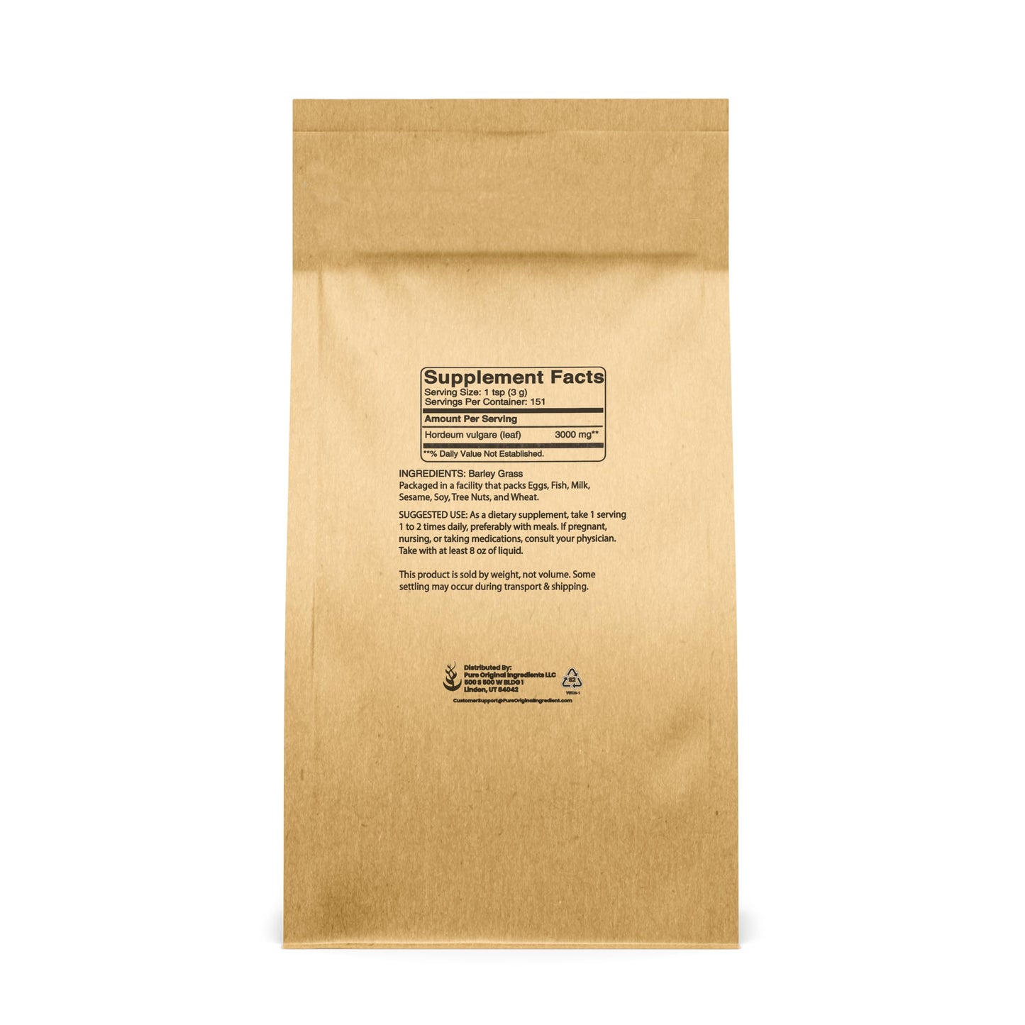 PURE ORIGINAL INGREDIENTS Barley Grass Powder 16 Ounce
