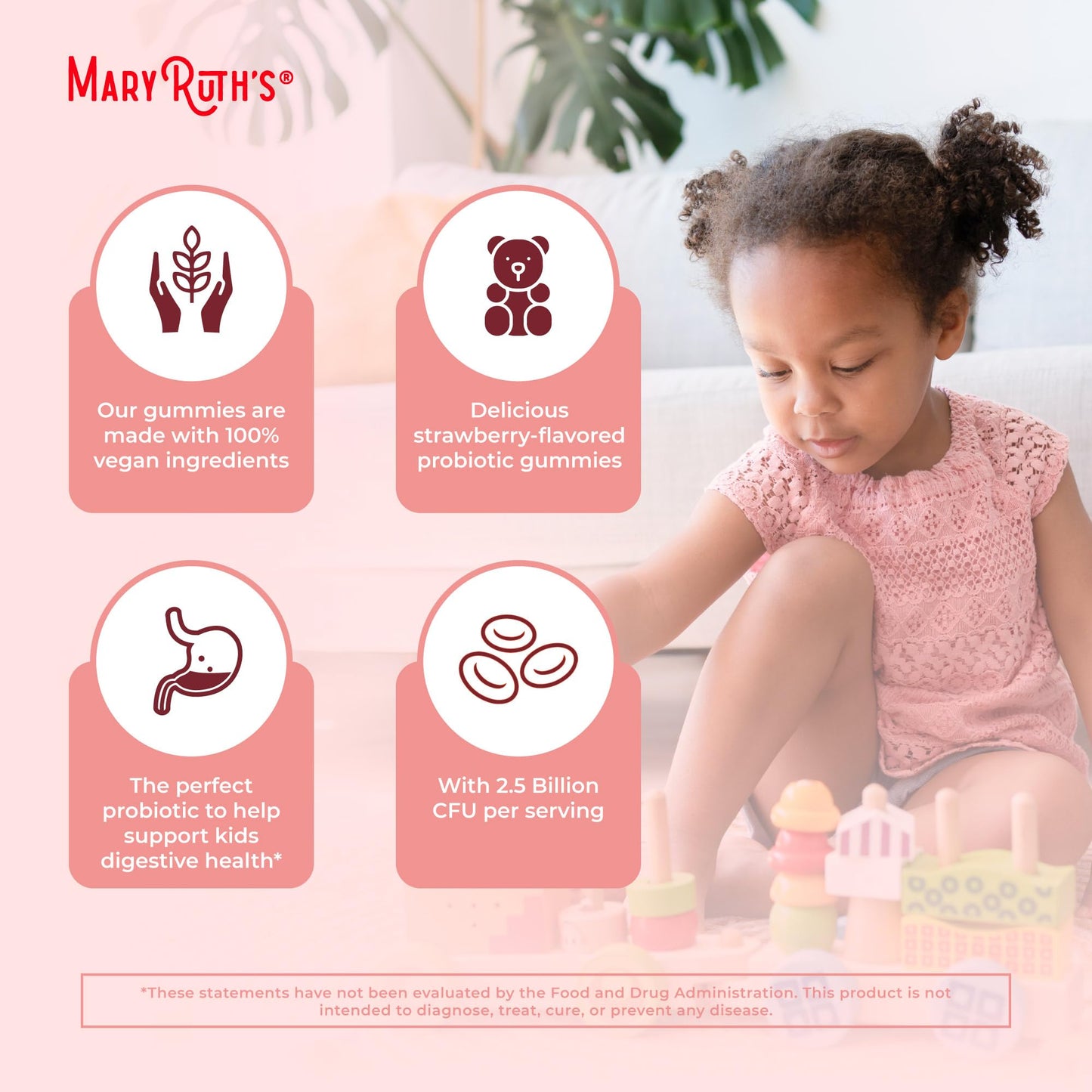MaryRuth's Kids Probiotics for Digestive Health Gummy, 60 Count