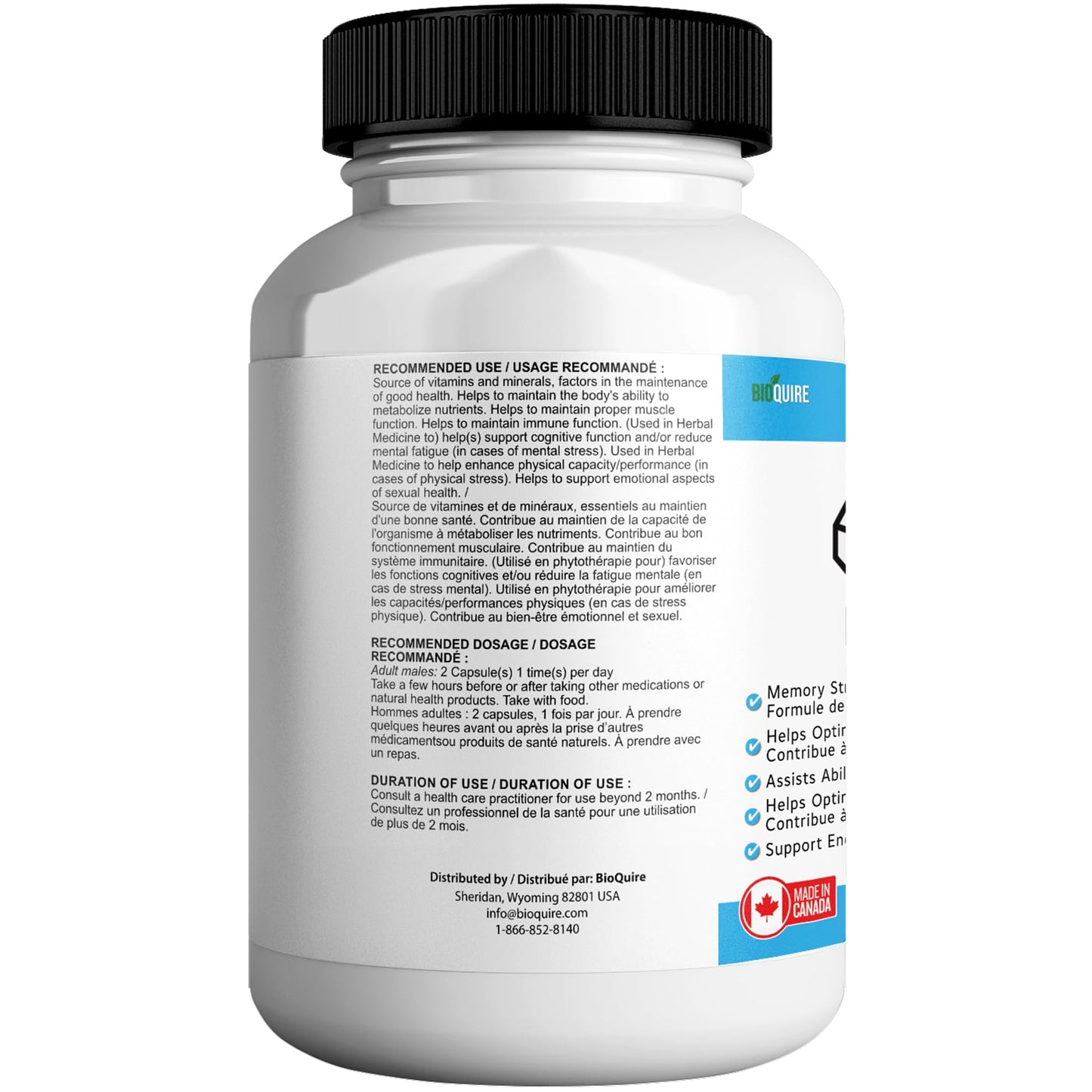 BIOQUIRE Max IQ Lab Pro Gold Mind Memory Support Supplement Capsules 60 Capsules