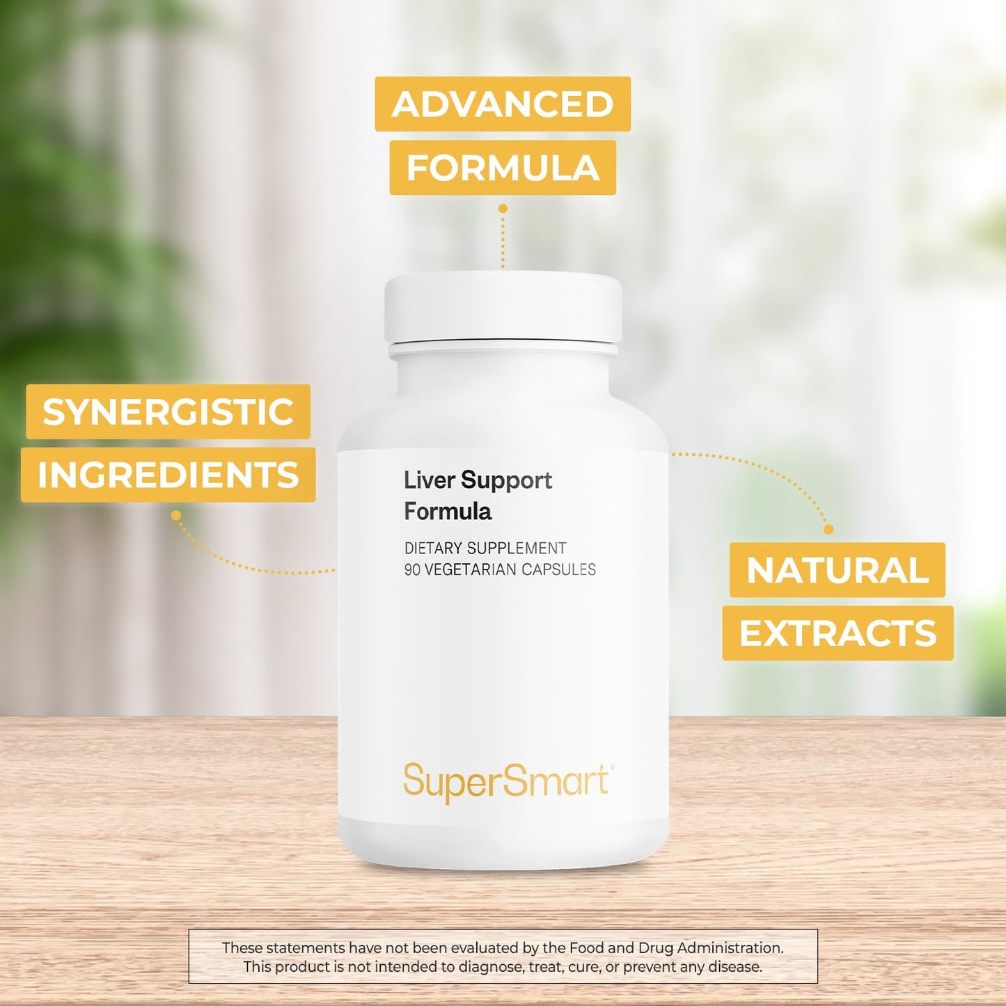 Supersmart Liver Support Formula with Milk Thistle Extract (80% Silymarin), Ginkgo Biloba & N-Acetyl-Cysteine Detox Supplement, 90 Capsules