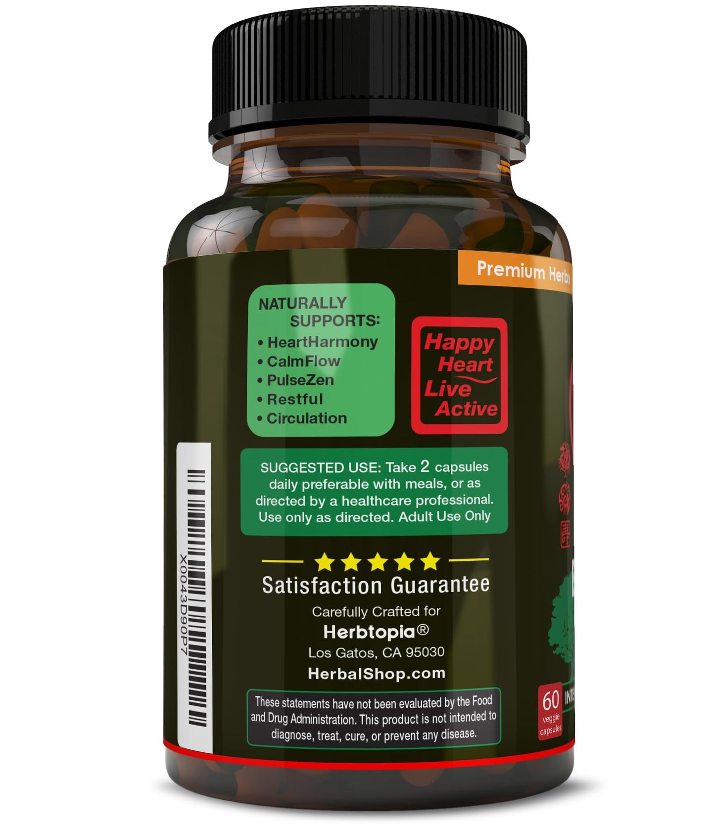Herbtopia Eternal Health Blood Pressure Support Supplement – Heart Health & Blood Circulation Formula with CoQ10, K2 MK7, Black Garlic, Hawthorn, Olive Leaf & Dan Shen 60 Capsules