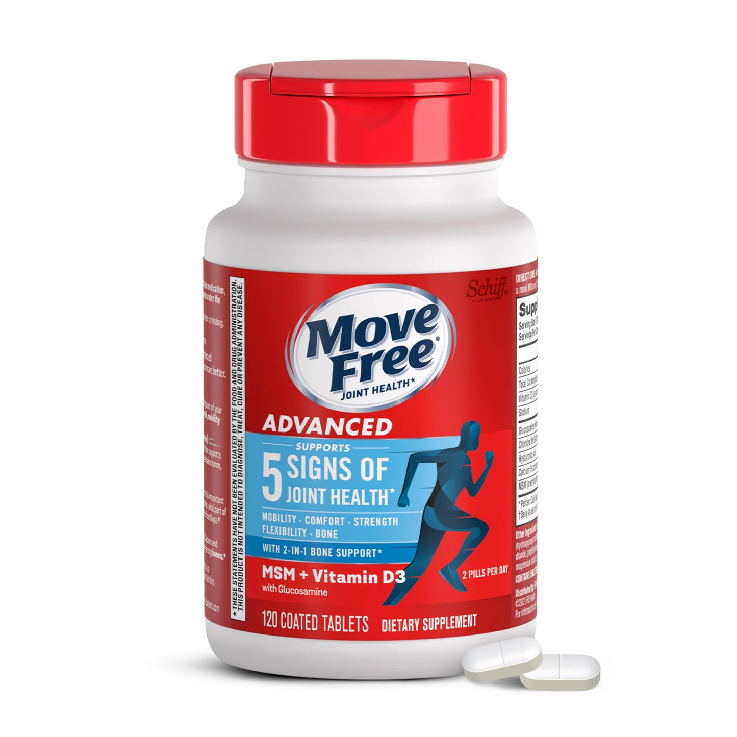 Move Free Advanced Glucosamine Chondroitin MSM + Vitamin D3 Tablets, 120
