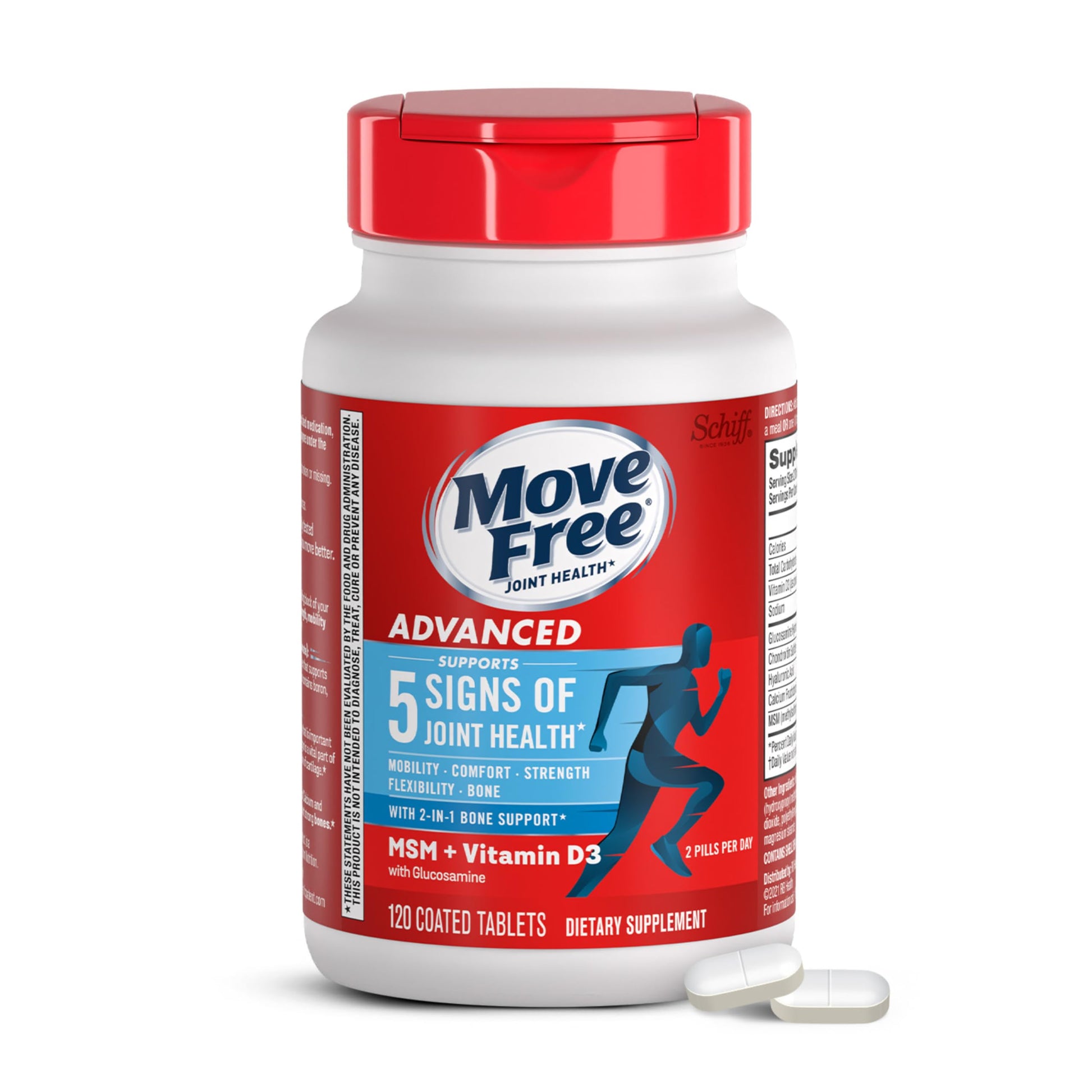 Move Free Advanced Glucosamine Chondroitin MSM + Vitamin D3 Tablets, 120