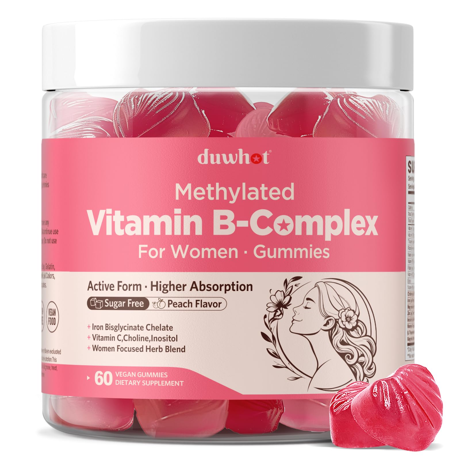 duwhot Methylated B Complex Gummies 60 Count