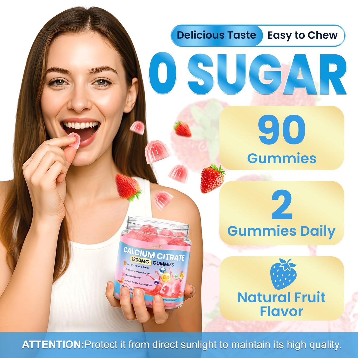 WyuuKi Calcium Citrate Magnesium Zinc Multivitamin Gummies, 180 Count