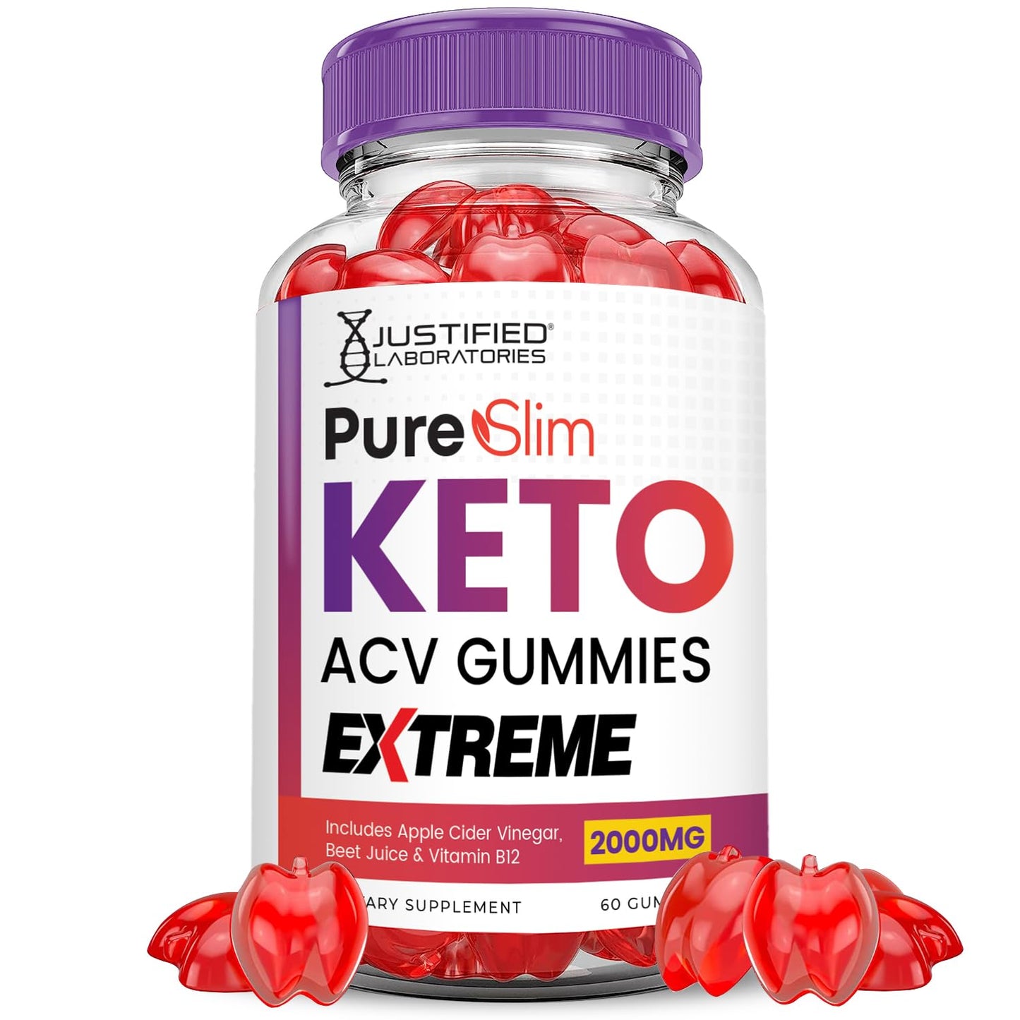 Justified Laboratories Pure Slim Keto ACV Gummies Extreme 180 Gummies