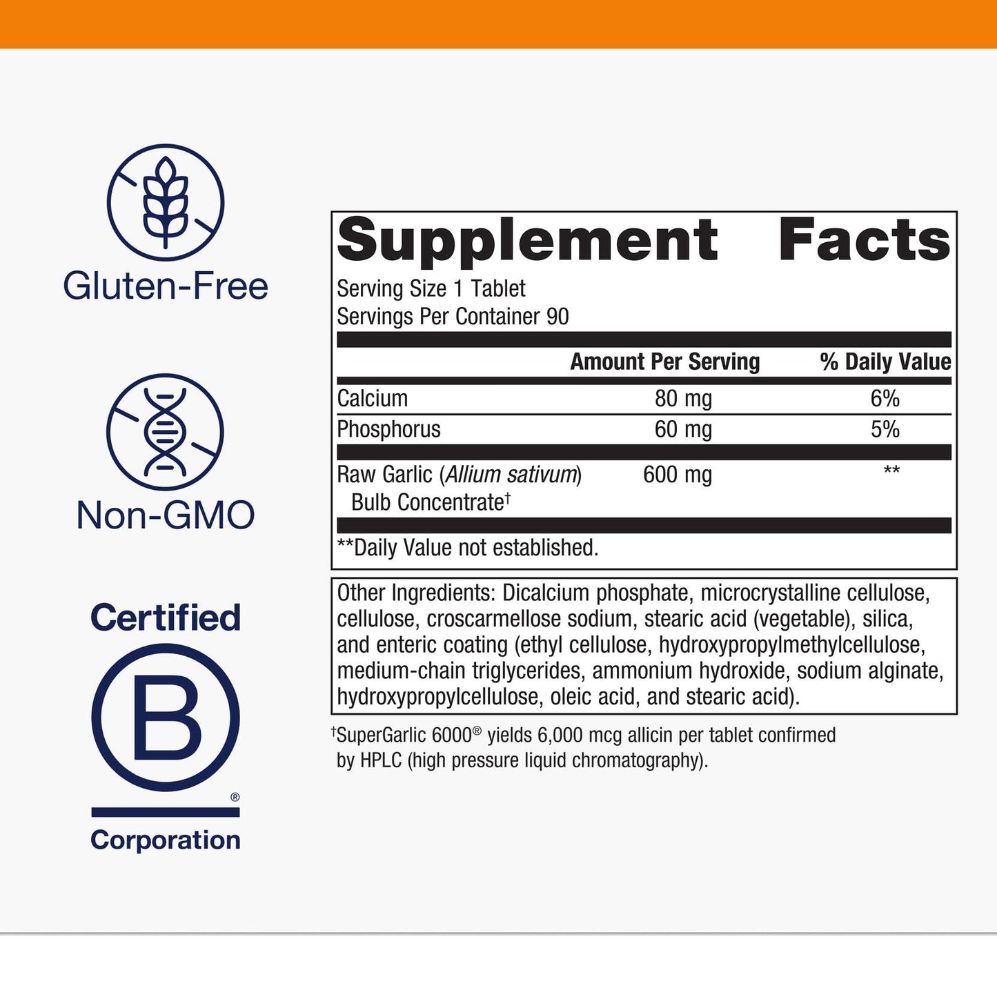 Metagenics SuperGarlic 6000, Heart & Immune Support, 90 Tablets