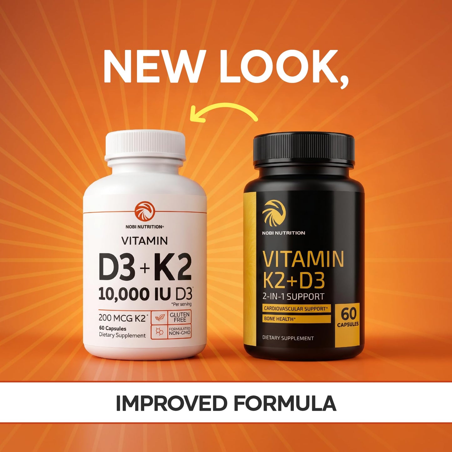 Nobi Nutrition Vitamin D3 K2 Capsule, 60 Count