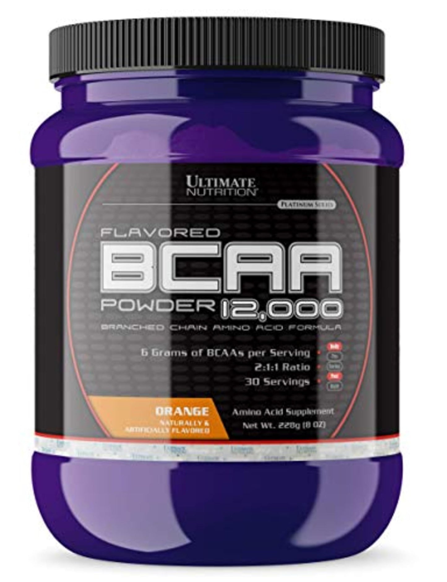 Ultimate Nutrition Flavored BCAA Powder - Caffeine Free with 3g Leucine, 1.5g Valine, 1.5g Isoleucine, Orange, 8 Ounce