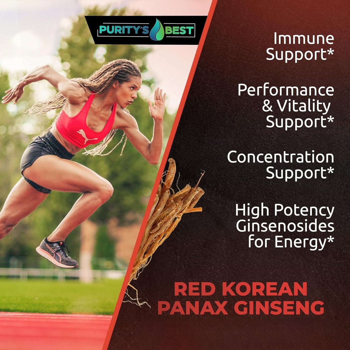Purity`s Best Red Korean Panax Ginseng – 5% Ginsenosides – Herbal Supplement – 120 Veggie Capsules