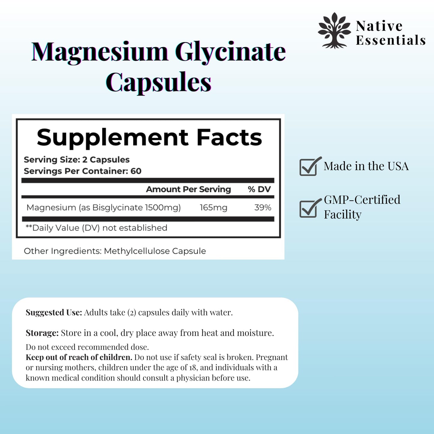 Native Essentials Magnesium Glycinate Capsule 120 Capsules