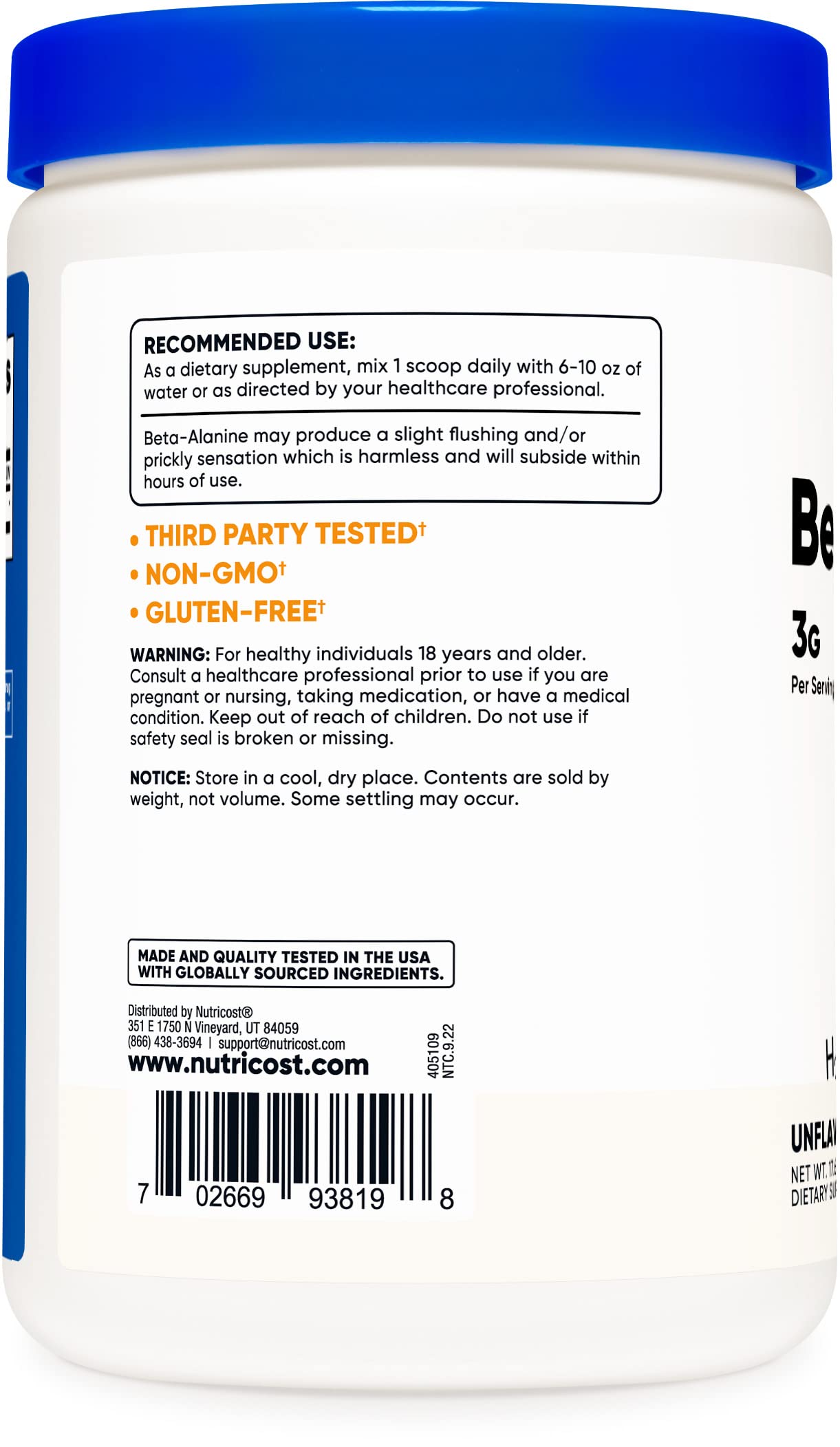 Nutricost Beta Alanine Powder, Pack of 2