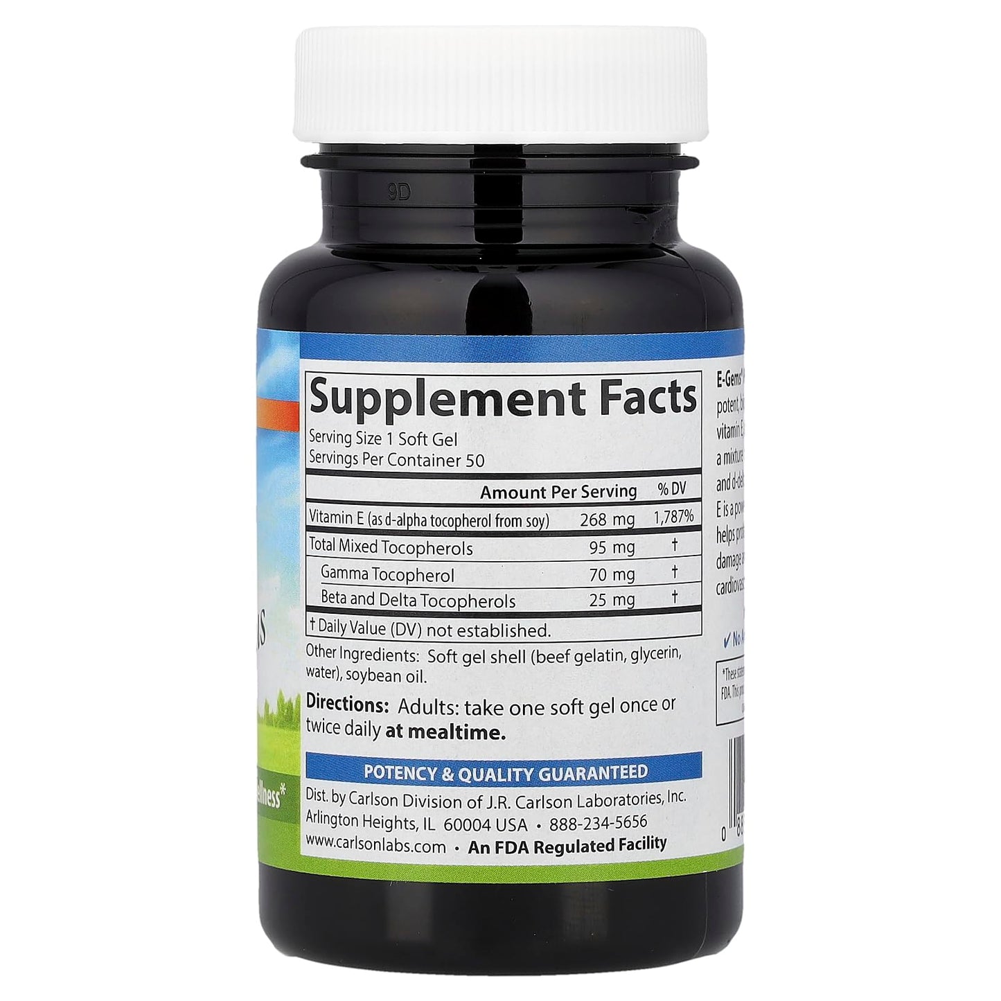 Carlson E-Gems Plus Vitamin E Softgels 50 Count