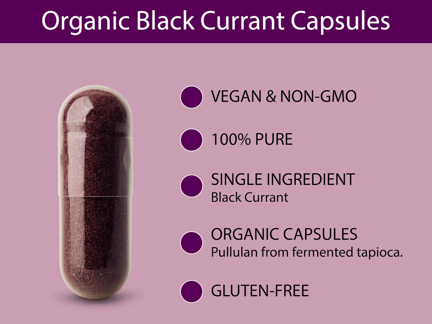 KOYAH Organic Black Currant Capsules, 600 mg per Capsule, 60 Capsules