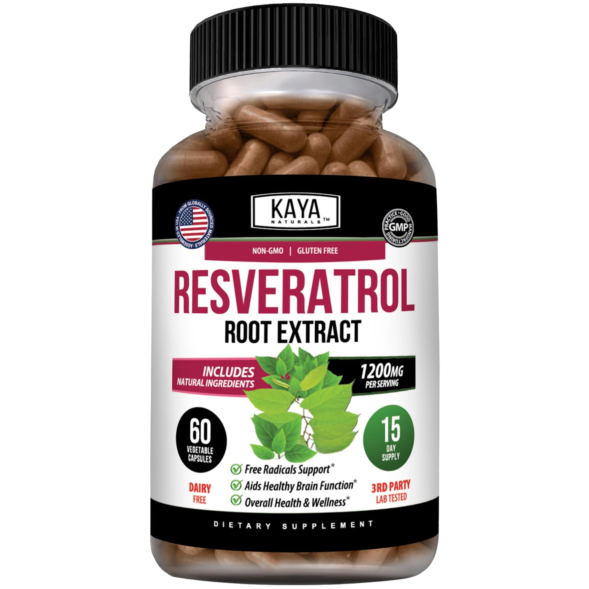 Kaya Naturals Resveratrol Capsules, 60 Count