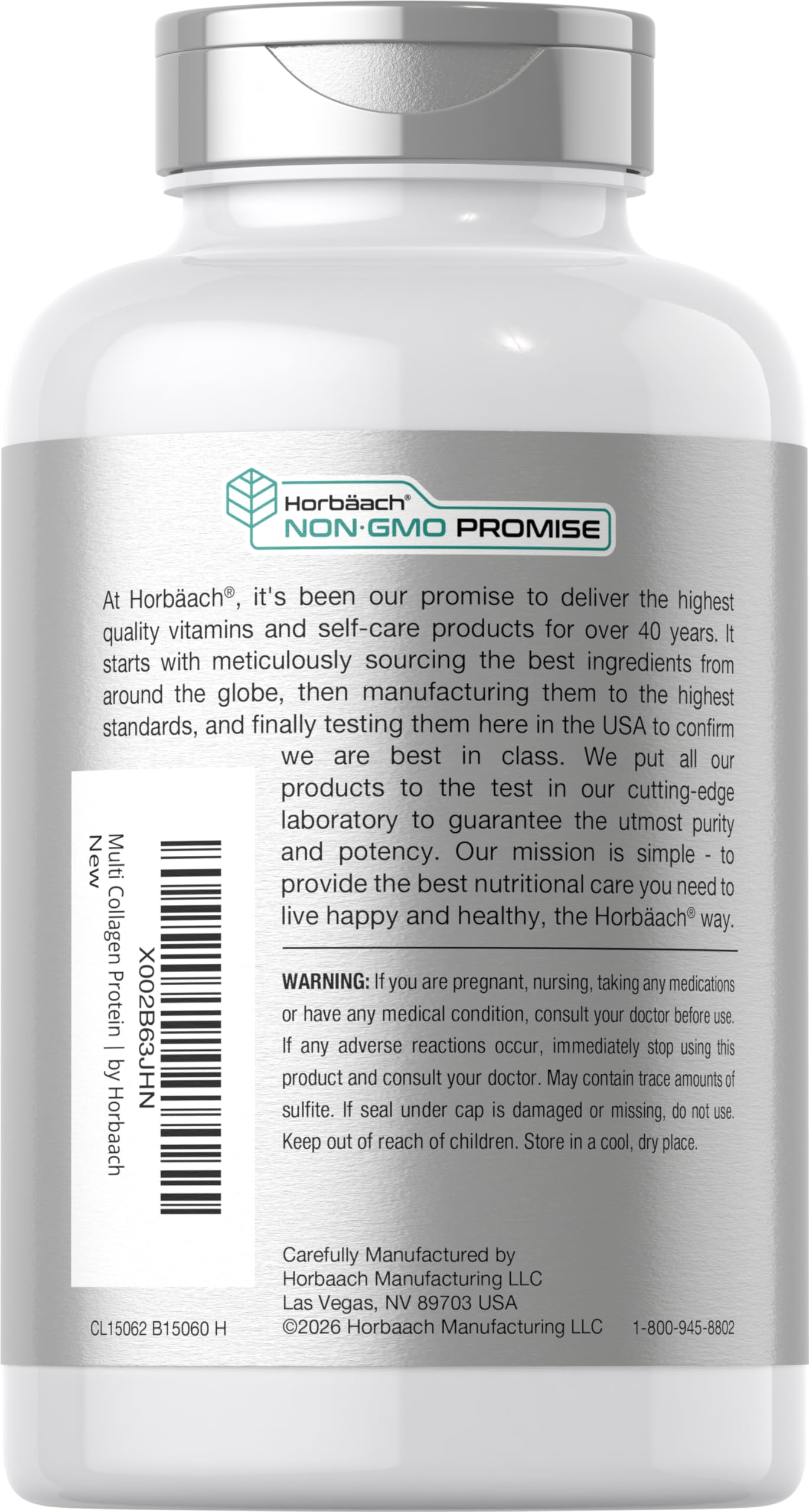 Horbäach Multi Collagen Protein 2000 mg Capsules, 180 Count