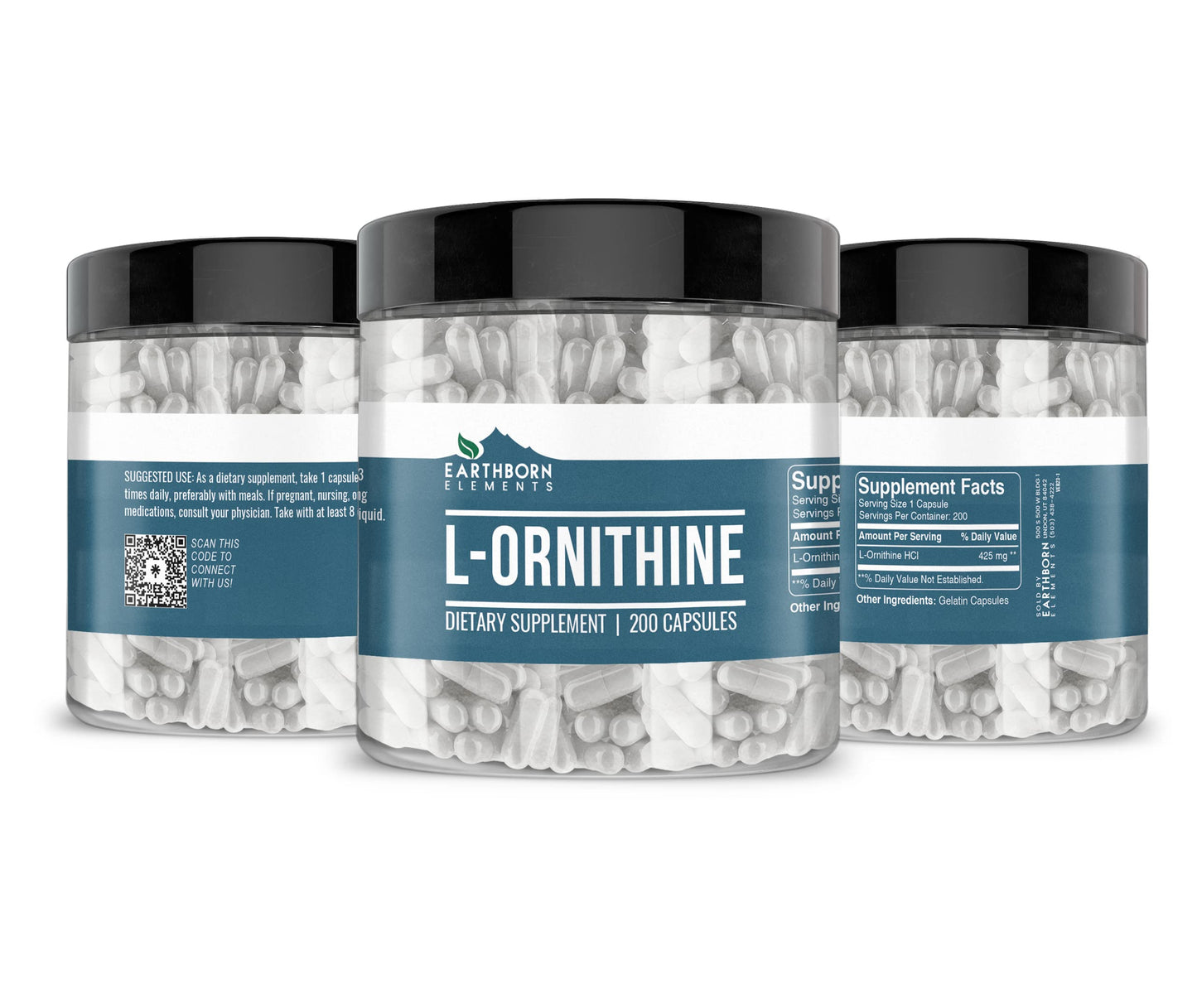 Earthborn Elements L-Ornithine HCl Capsules 200