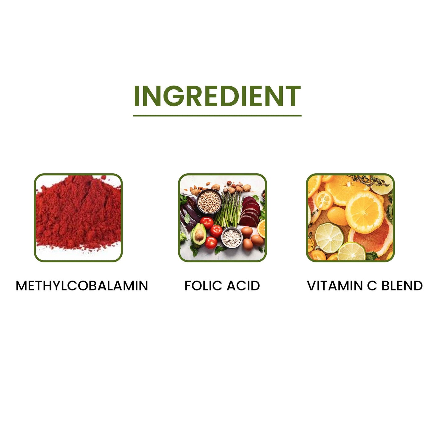 Green Organic Supplements Vitamin B12 & Folic Acid 1000mcg Capsules 90