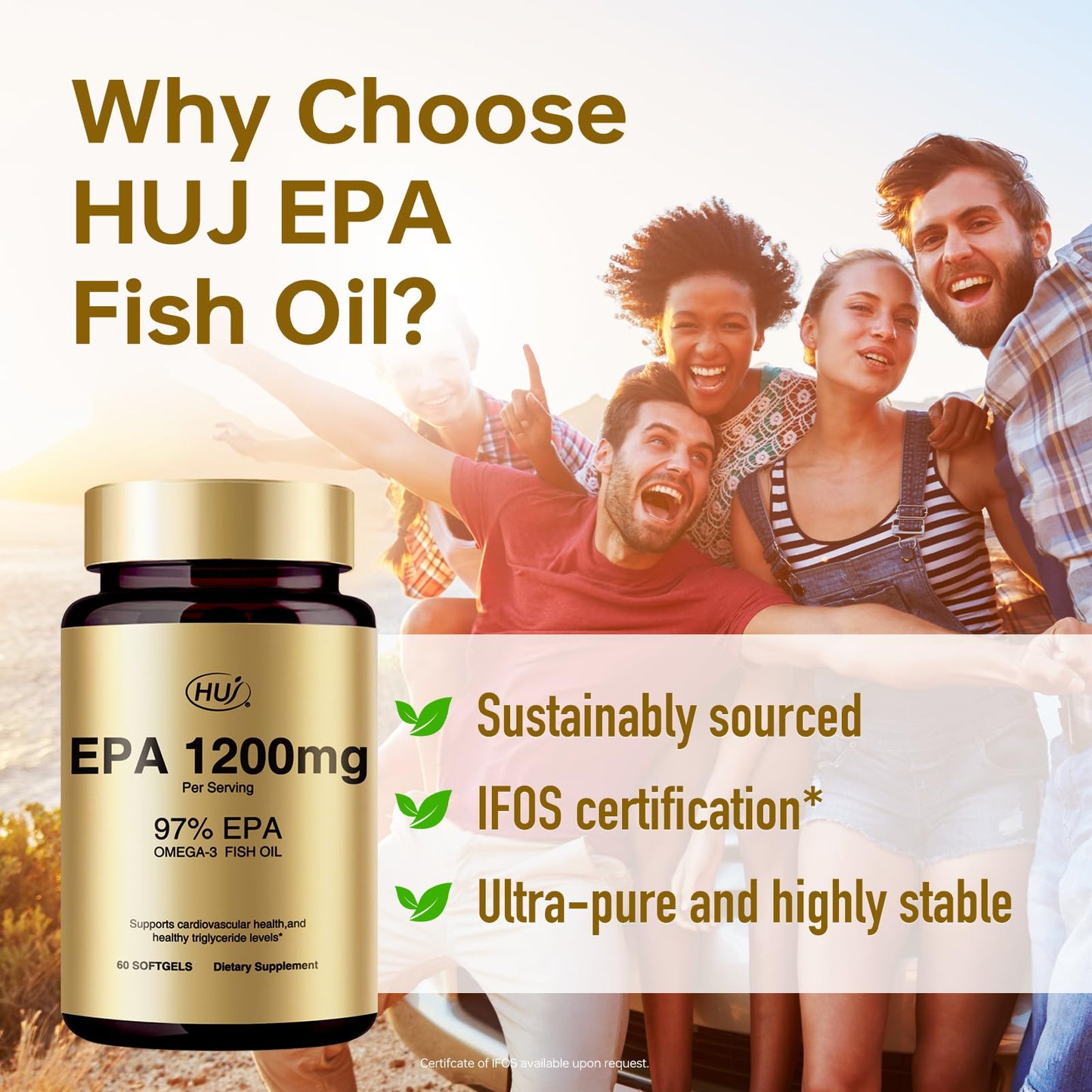 HUJ 97% EPA Omega-3 Fish Oil, 60 Softgels