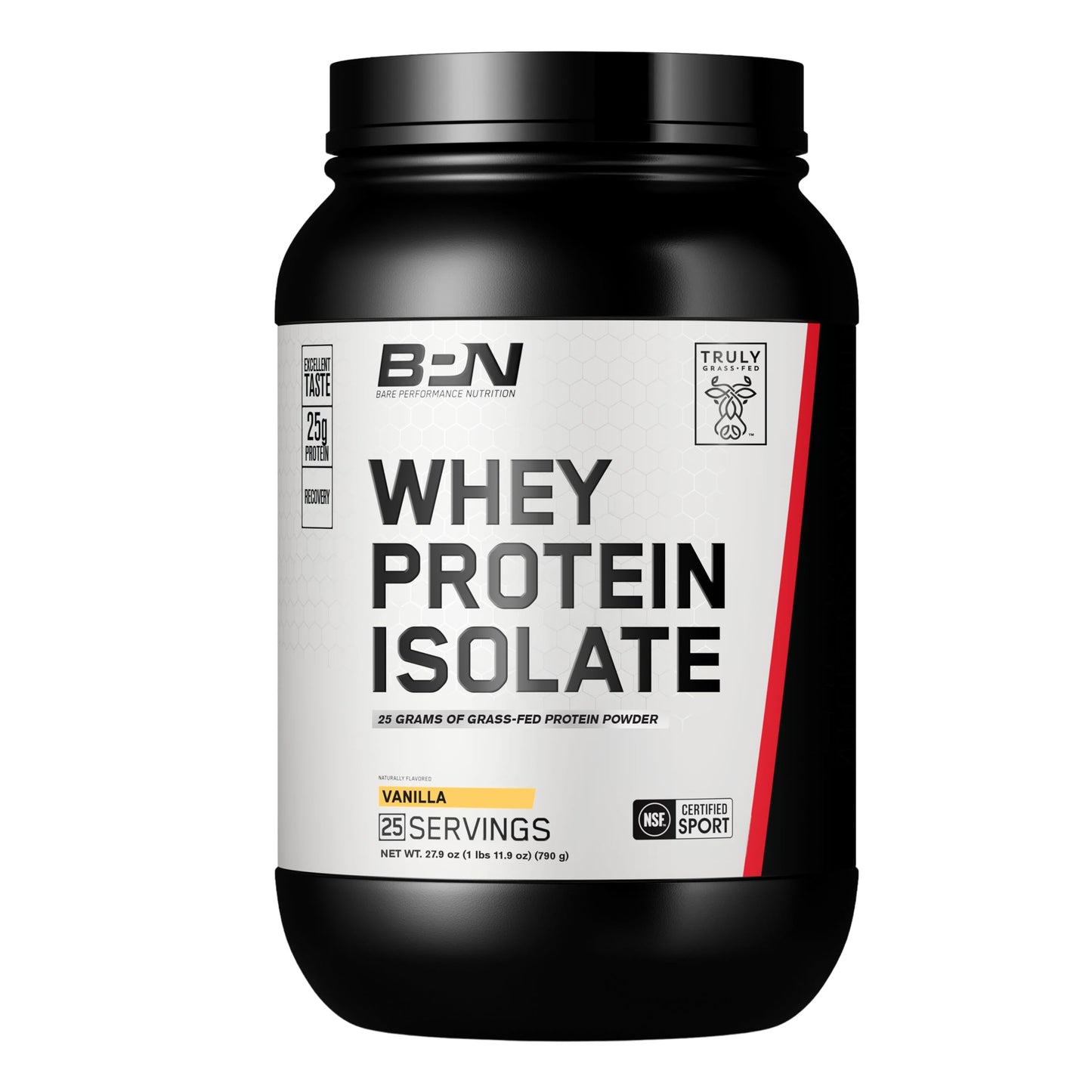 Bare Performance Nutrition BPN Whey Protein Isolate Powder Vanilla, 25 Servings