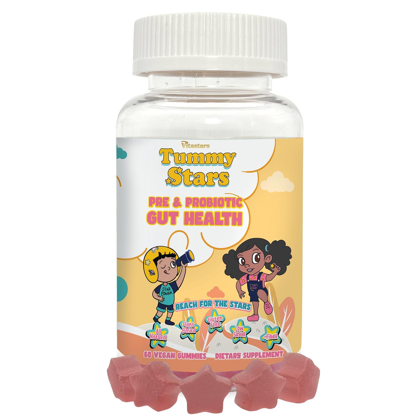 Vitastars Tummy Stars Kids Multivitamin Gummies 60 Count